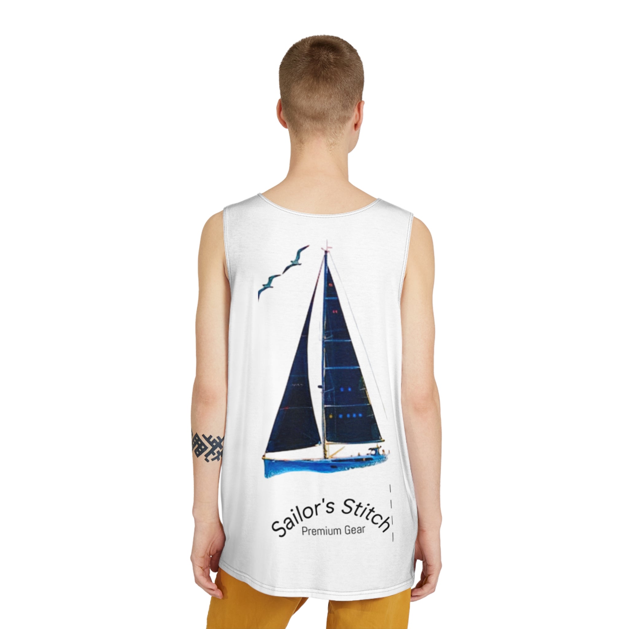Sailors Stitch Men's Tank Top, Custom Name Apparel, Ocean Vibes, Beachwear, Gift for Him, Casual Wear, Sailing apparel