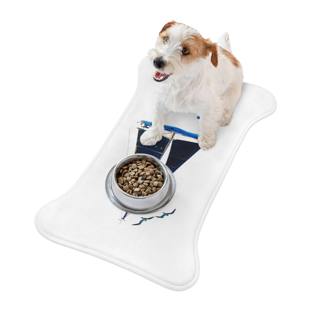 Yacht Design Pet Feeding Mat personalisable with pet name, Nautical pet accessories