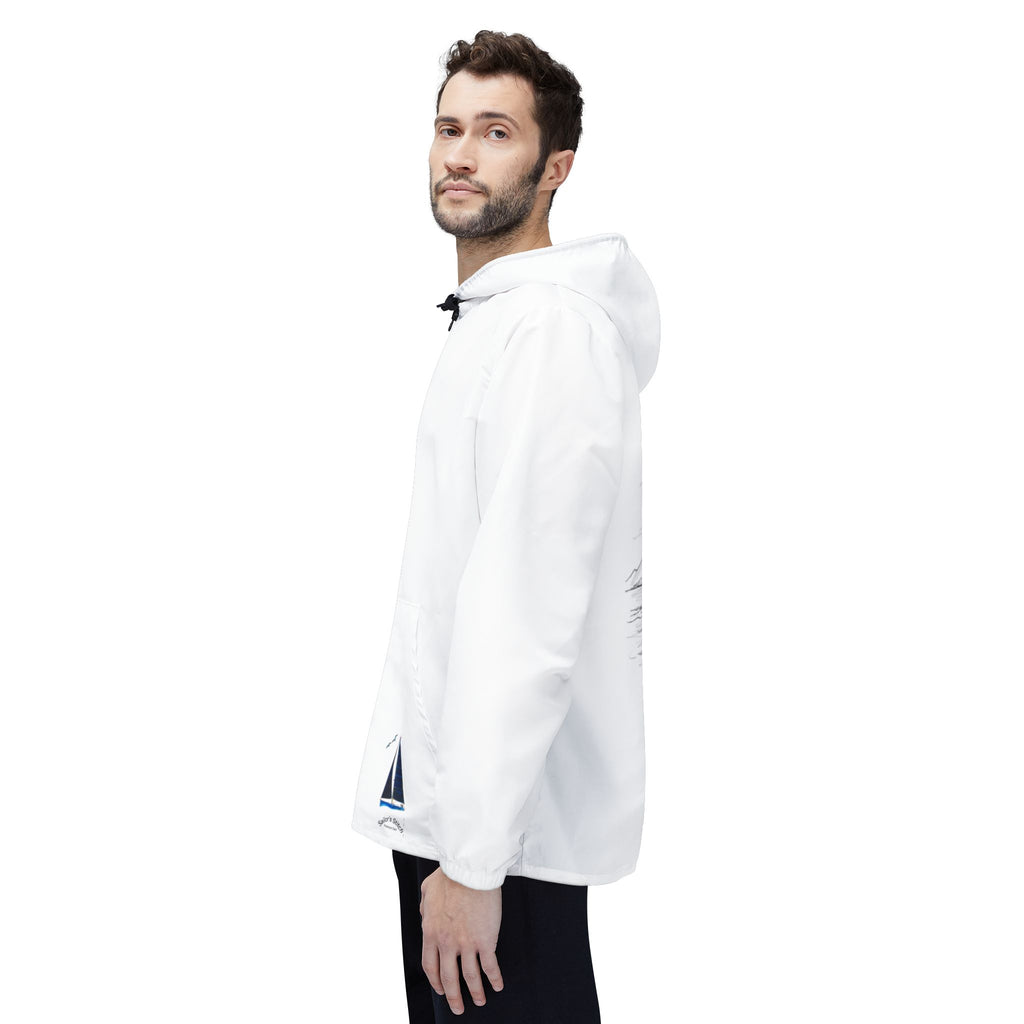 Jacket. White Sailors Yacht Windbreaker, Nautical Outerwear, Lightweight Coat, Sailboat Apparel, Boating Gear, Nautical apparel