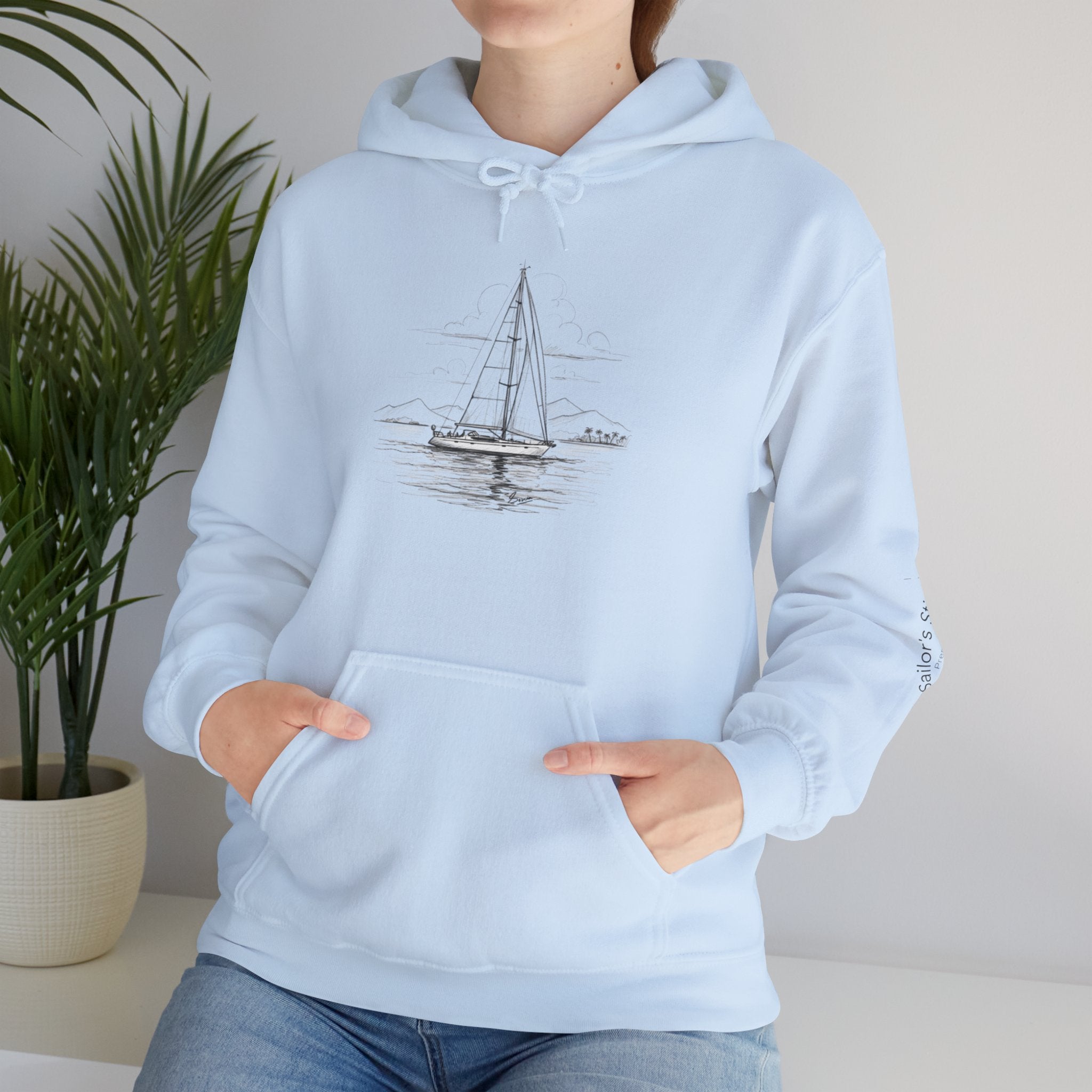 Yacht Design Sailor’s Stitch Unisex Hoodie / Sweatshirt, Custom name option, Boat wear, Nautical apparel