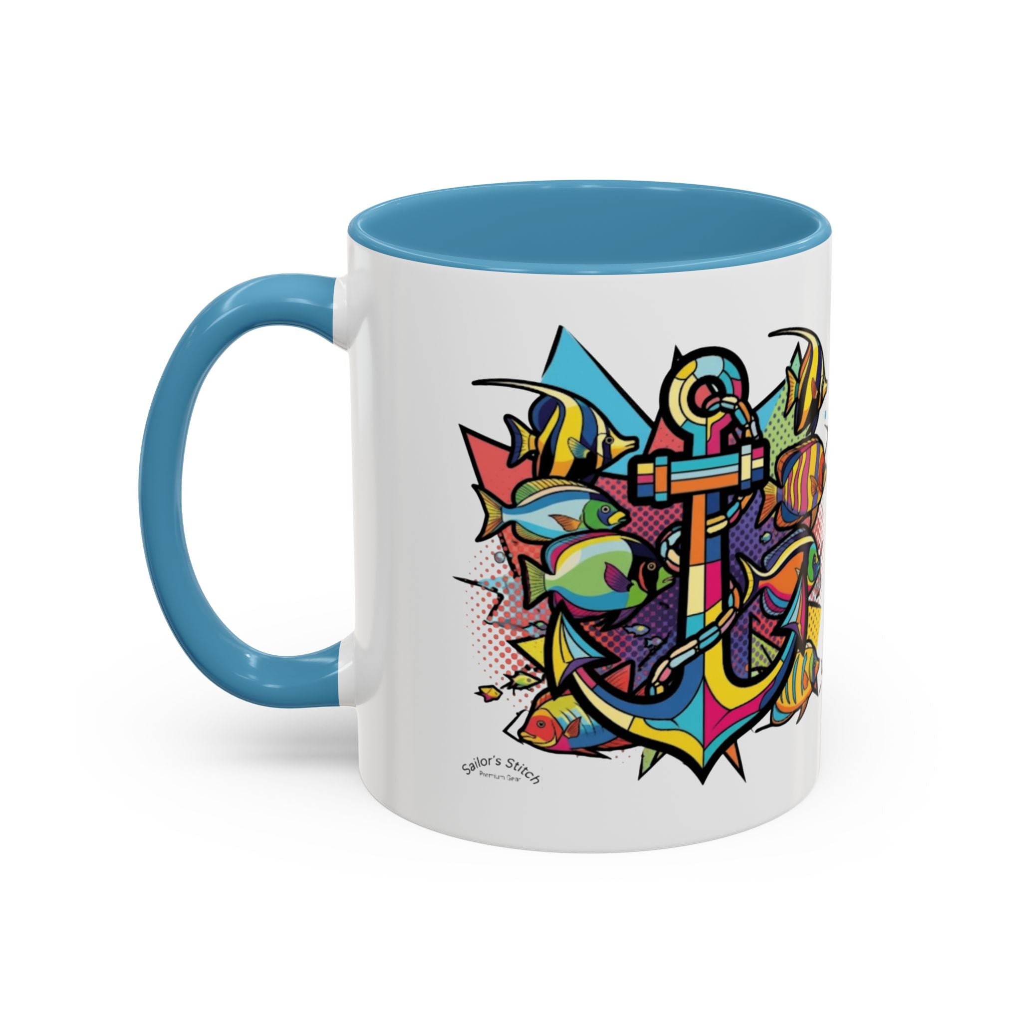 Pop Art Anchor Sailing Mug, Nautical Coffee Cup, Ocean Lover Gift, Sailboat Tea Mug, Maritime Kitchen Decor, Sailor Mugs, Beach Theme Cup, Galley accessories