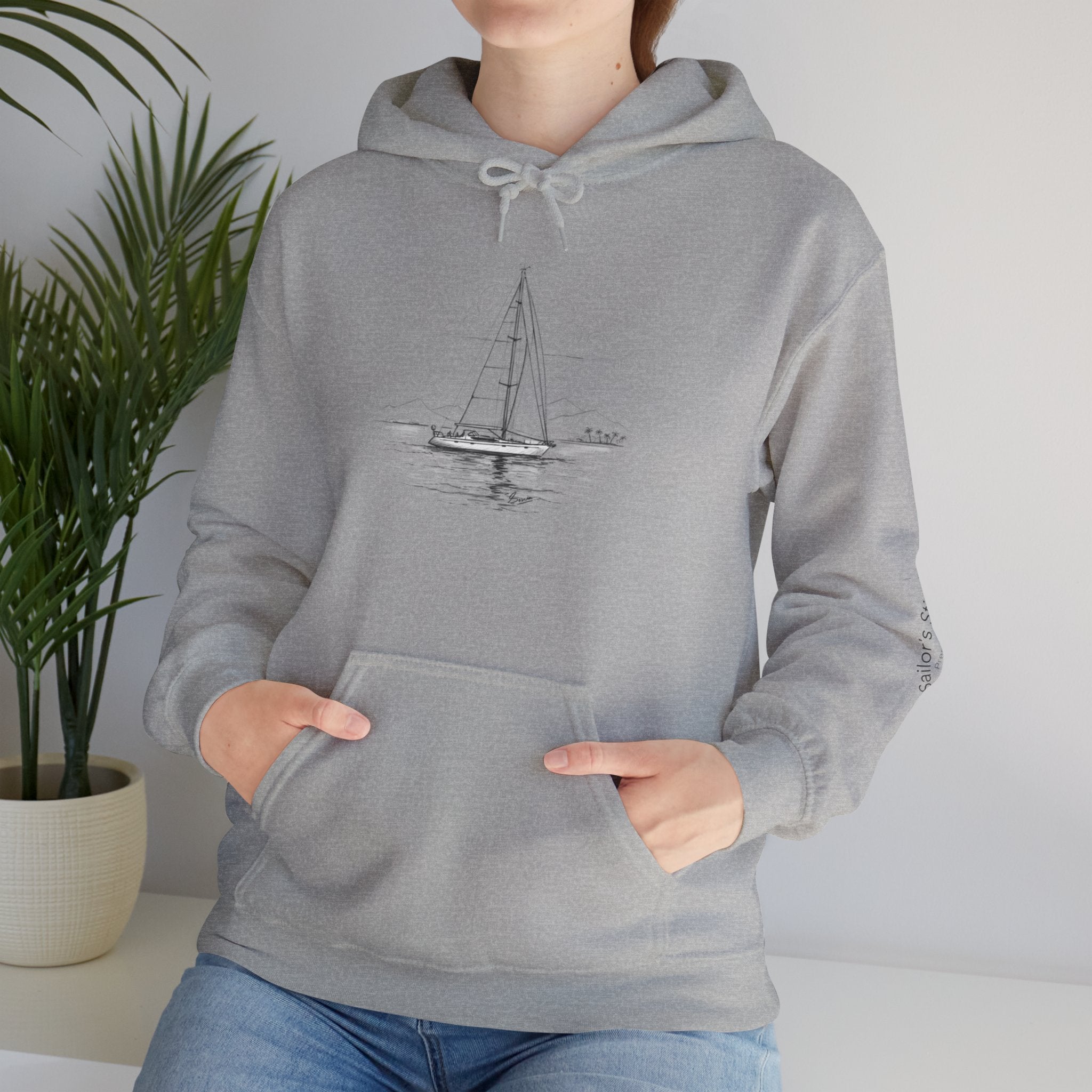 Yacht Design Sailor’s Stitch Unisex Hoodie / Sweatshirt, Custom name option, Boat wear, Nautical apparel