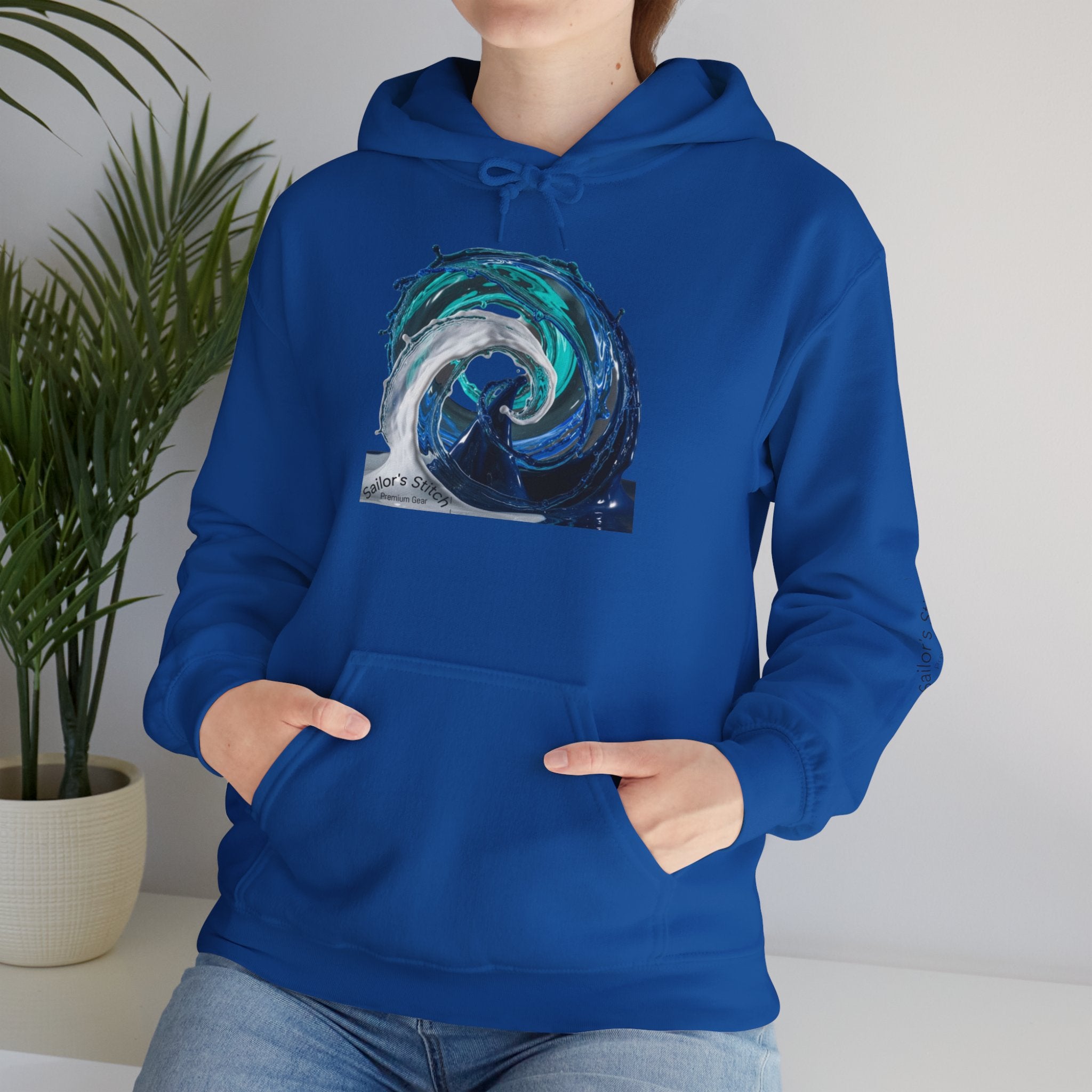 Wave Design Sailor’s Stitch Unisex Hoodie / Sweatshirt, Custom name option, Boat wear, Nautical apparel