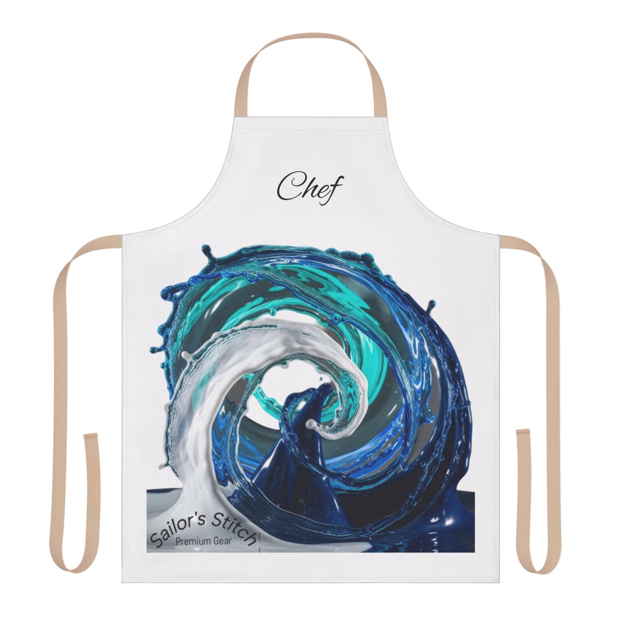 Wave Design Chefs Apron Boat Galley Kitchen Cooking Apron - Nautical Boat Chef Apron, Customisable, Adjustable BBQ Apron, Gift for Sailors, Boat galley accessories