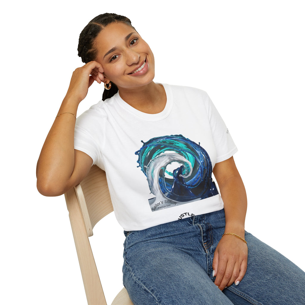 Yacht Wake Less Hustle More Sailing Print T-Shirt, Unisex Graphic Tee, Gift for Sailors, Casual Wear, Sailing Sports Shirt, Nautical apparel