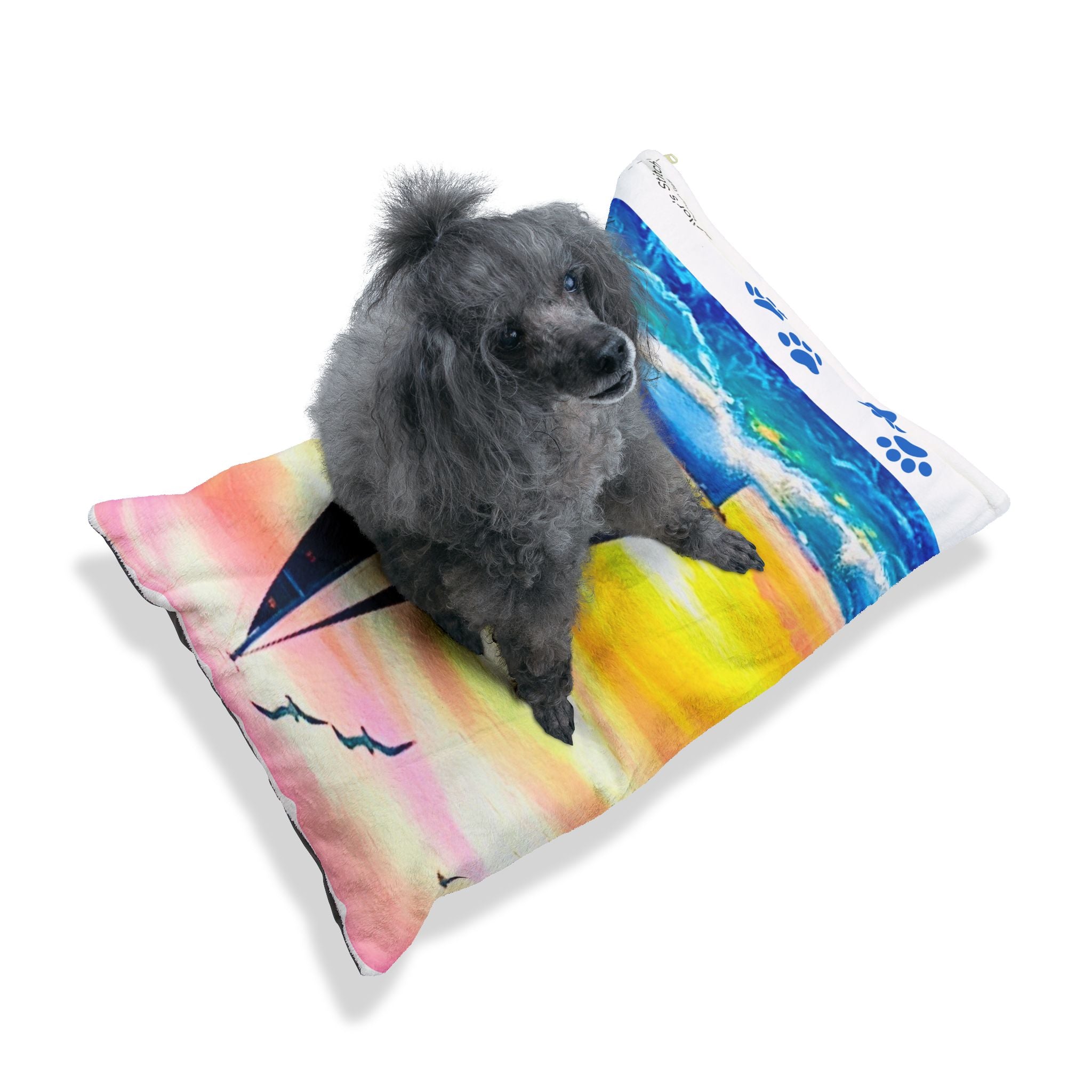 Sailors Stitch Pet Bed - Nautical Dog Cat Pillow, Cozy Pet Furniture for Home, Marine Lovers, Gift for Animal Lovers, Custom Pet Name, Pet accessories