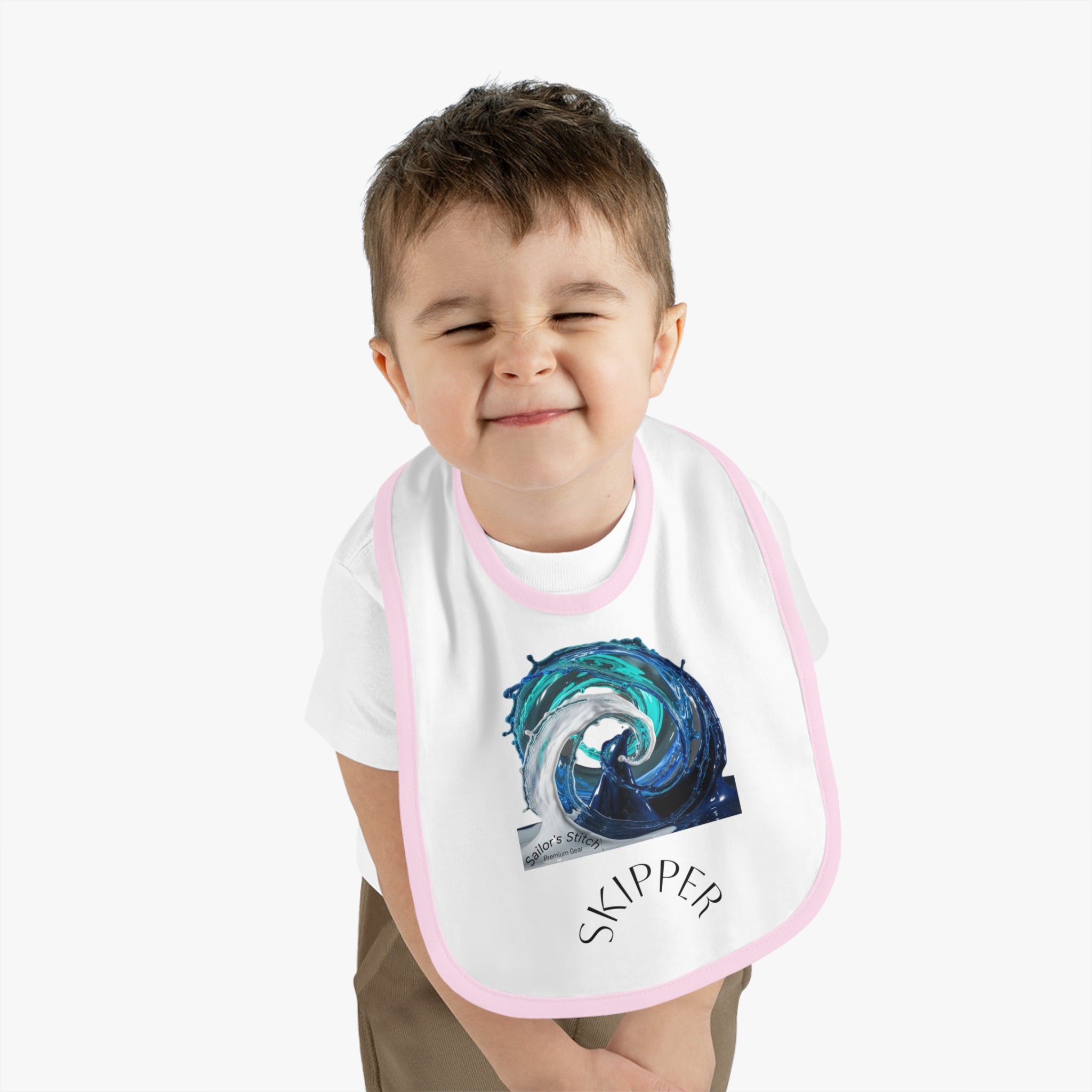 Skipper Nautical Bib, Sailor Baby Trim Jersey Bib, Cute Baby Gift, Custom Name Option, Drool Bib, Newborn Shower Present, Crew Accessories