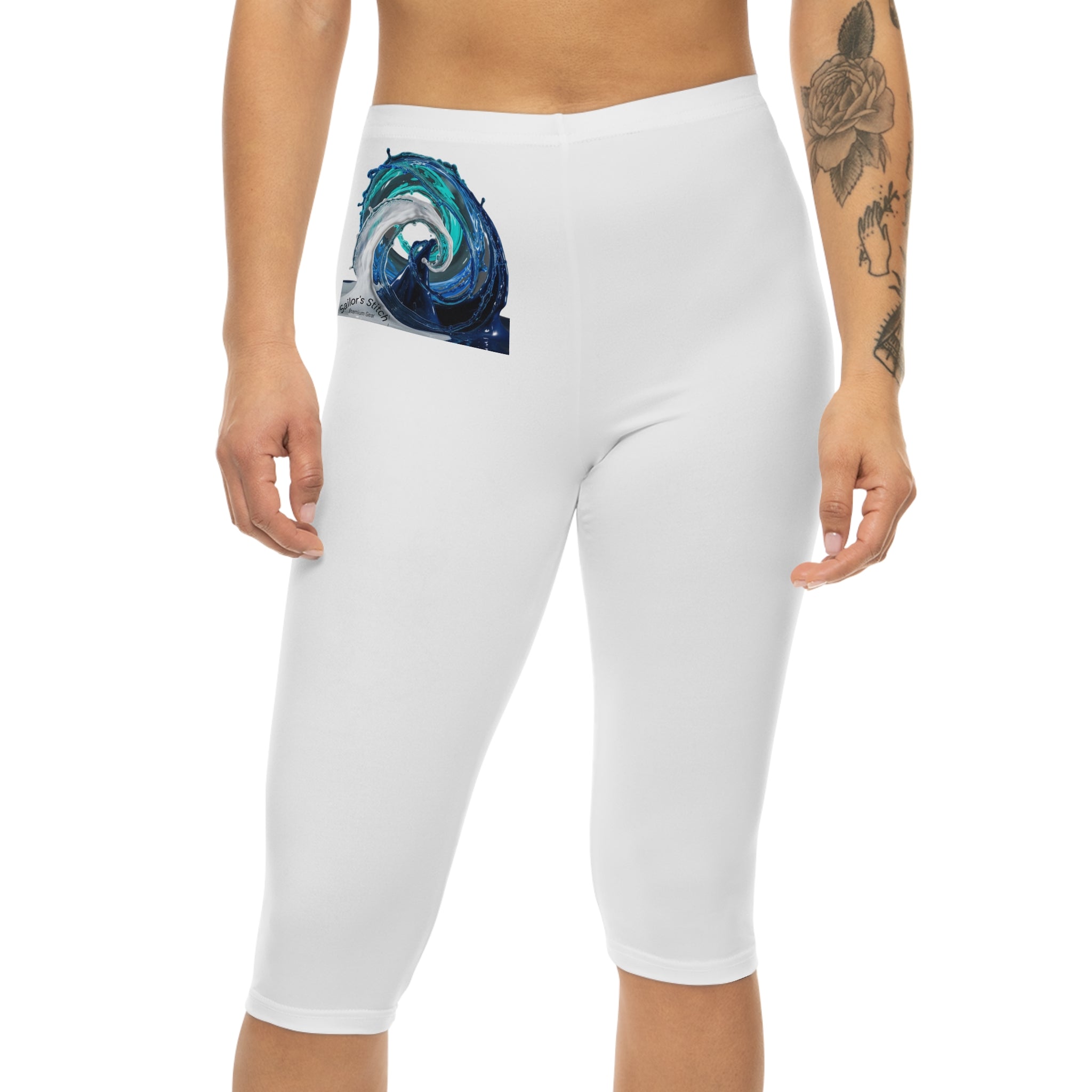 Womens Ocean Wave Capri Leggings | Activewear, Fitness, Summer Style, Yoga Pants, Beach Vibes