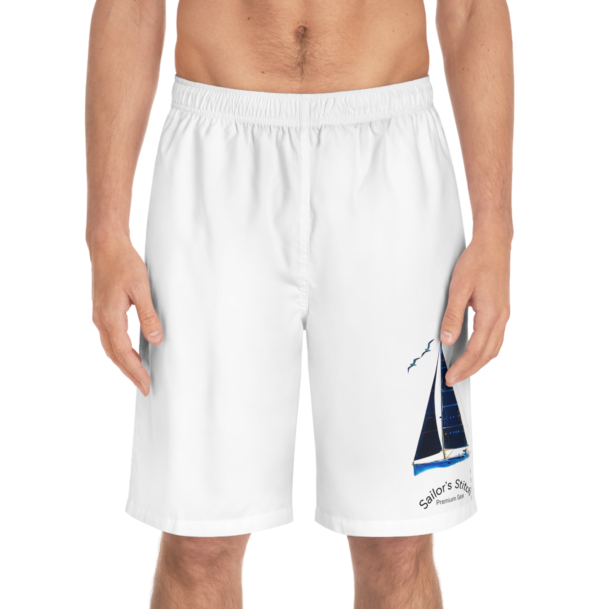 Men's Sailboat Yacht Board Shorts, Summer Swim Trunks for Beach, Nautical Men's Swimwear, Vacation Essentials, Pool Party apparel