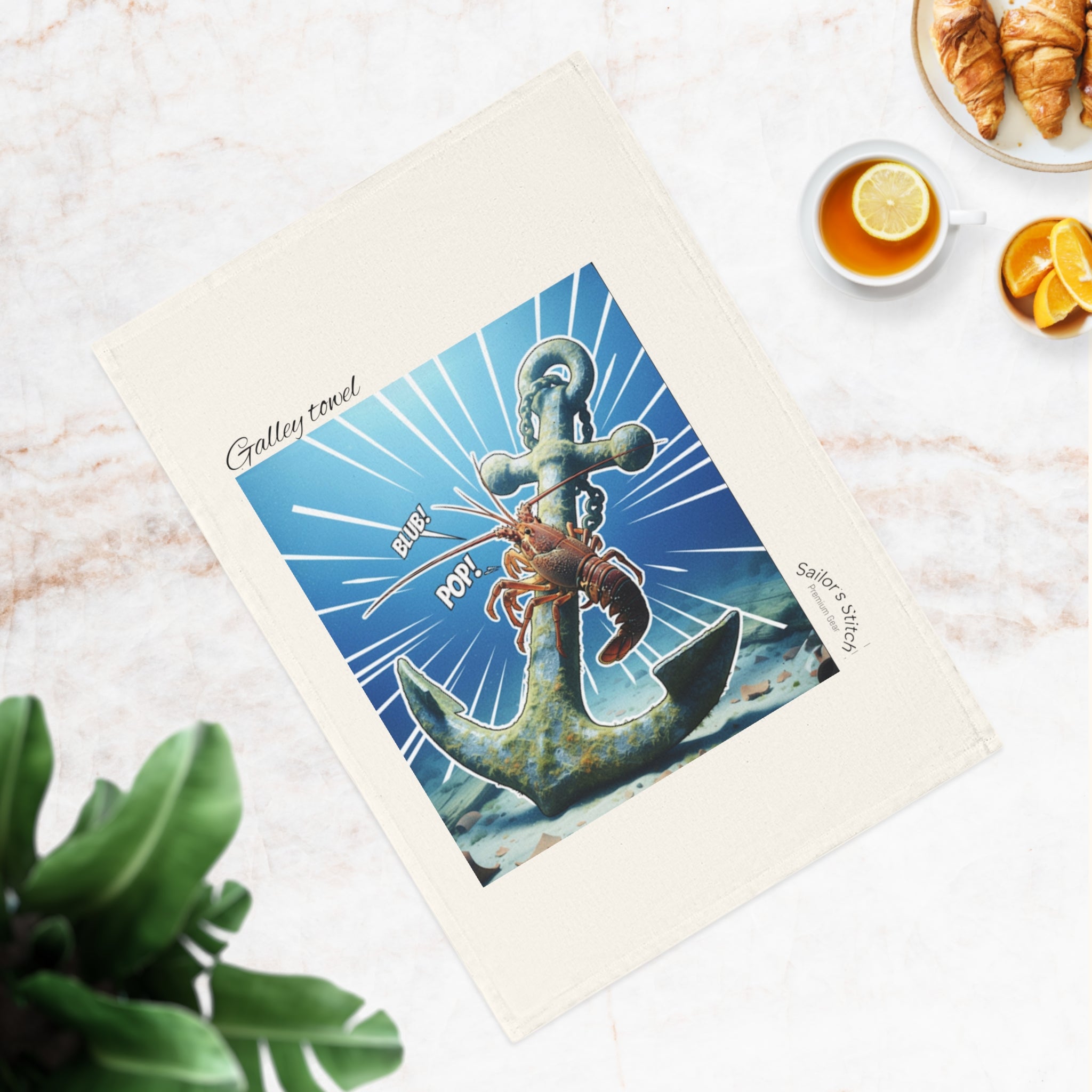 Nautical Lobster Cotton Tea Towel, Coastal Kitchen Decor, Marine Gift, Seafood Lover's Kitchenware, Beach House Accessories