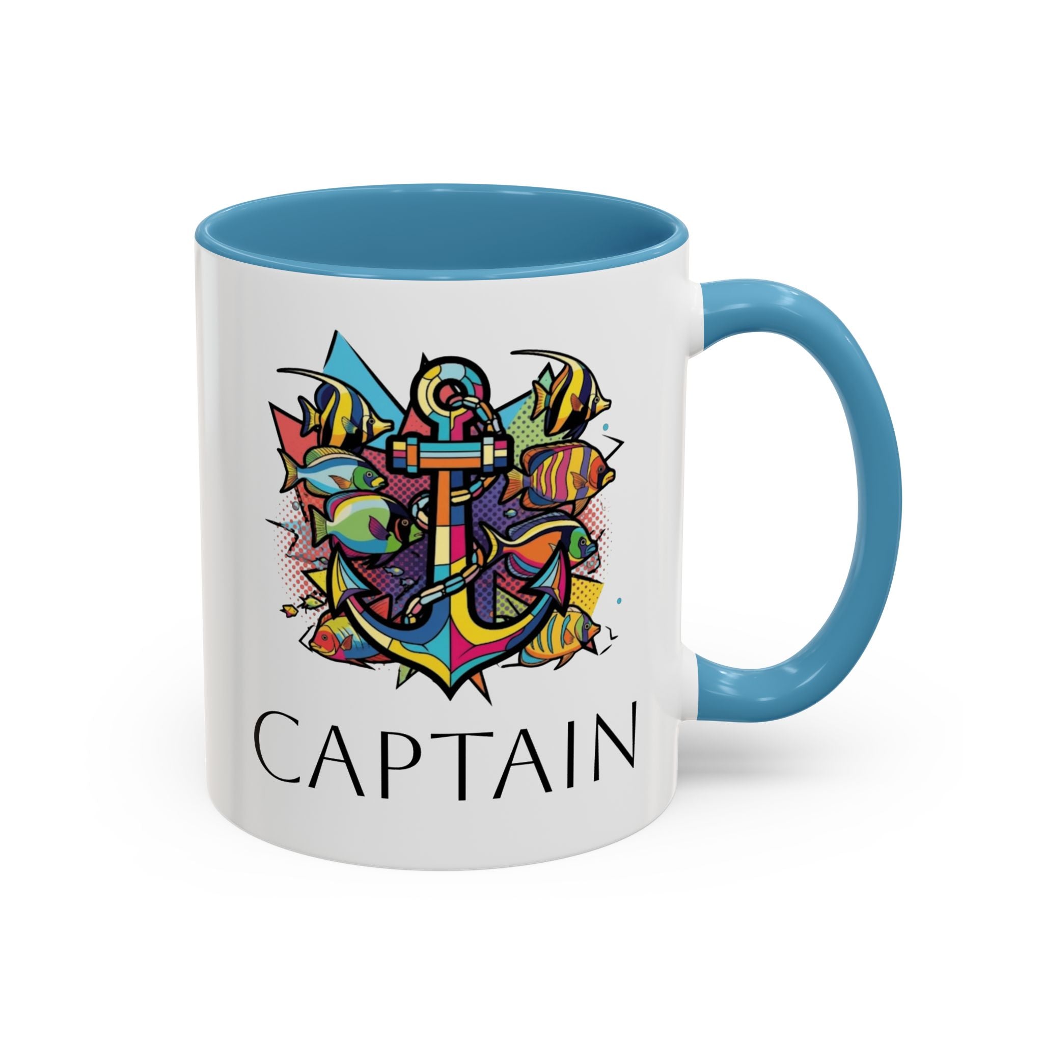 Sailors Pop Art Anchor Captain Mug, Nautical Coffee Cup, Sea Lover Gift, Ship Captain Tea Mug, Coastal Decor Galley Accessories