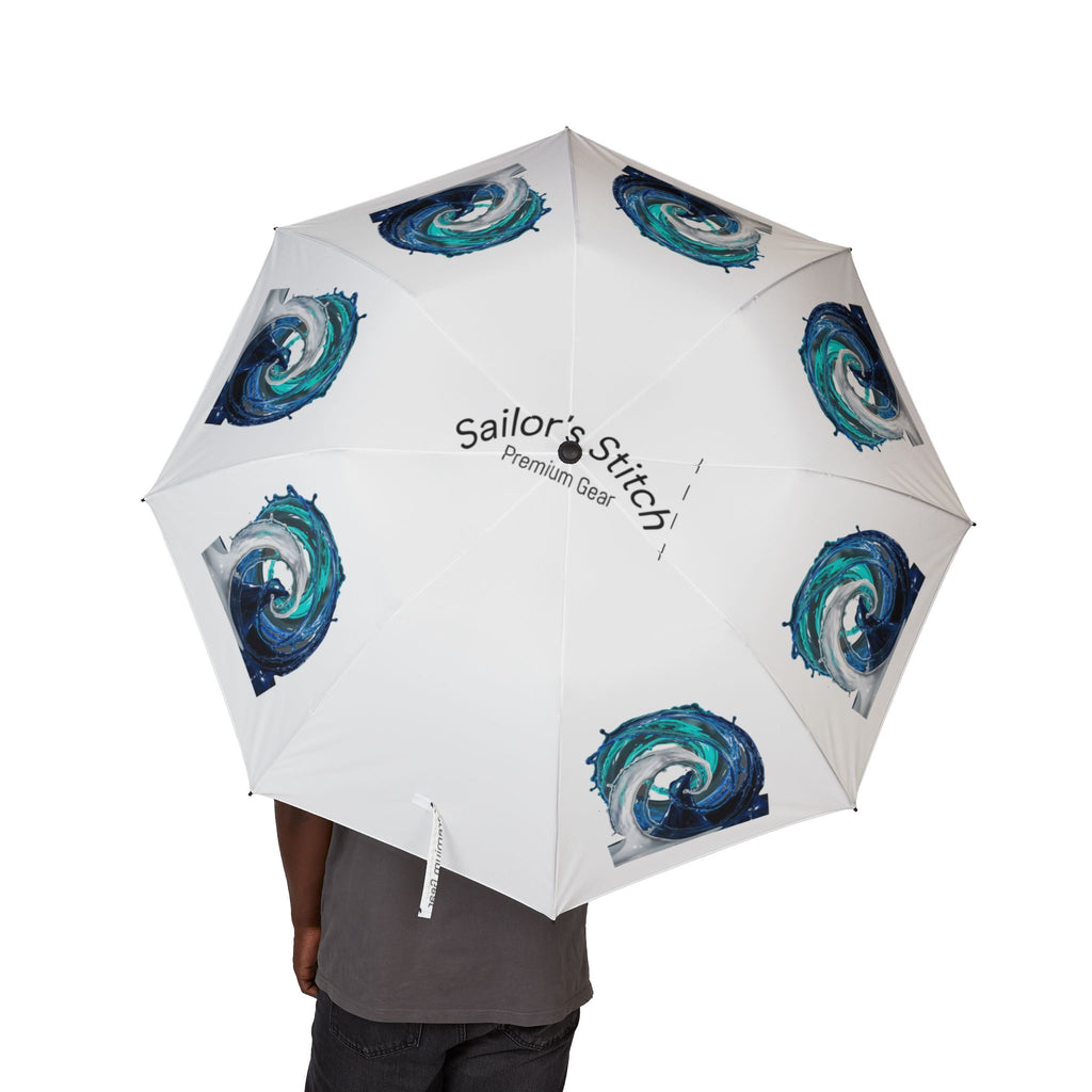 Umbrella, Vibrant Wave Design, Colorful Rain Parasol, Foldable Travel Canopy, Automatic Folding Compact Sunshade, Windproof Portable Shelter Accessories