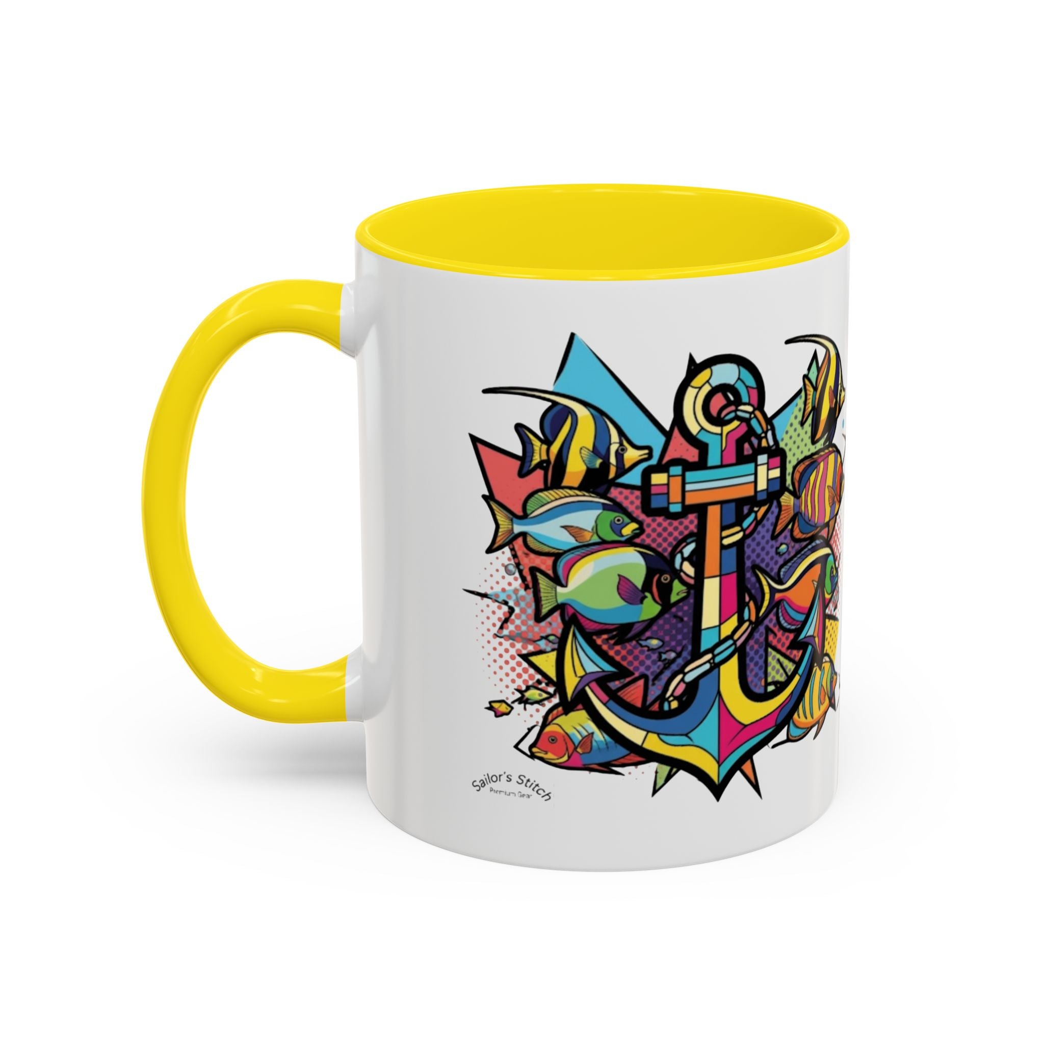 Pop Art Anchor Sailing Mug, Nautical Coffee Cup, Ocean Lover Gift, Sailboat Tea Mug, Maritime Kitchen Decor, Sailor Mugs, Beach Theme Cup, Galley accessories