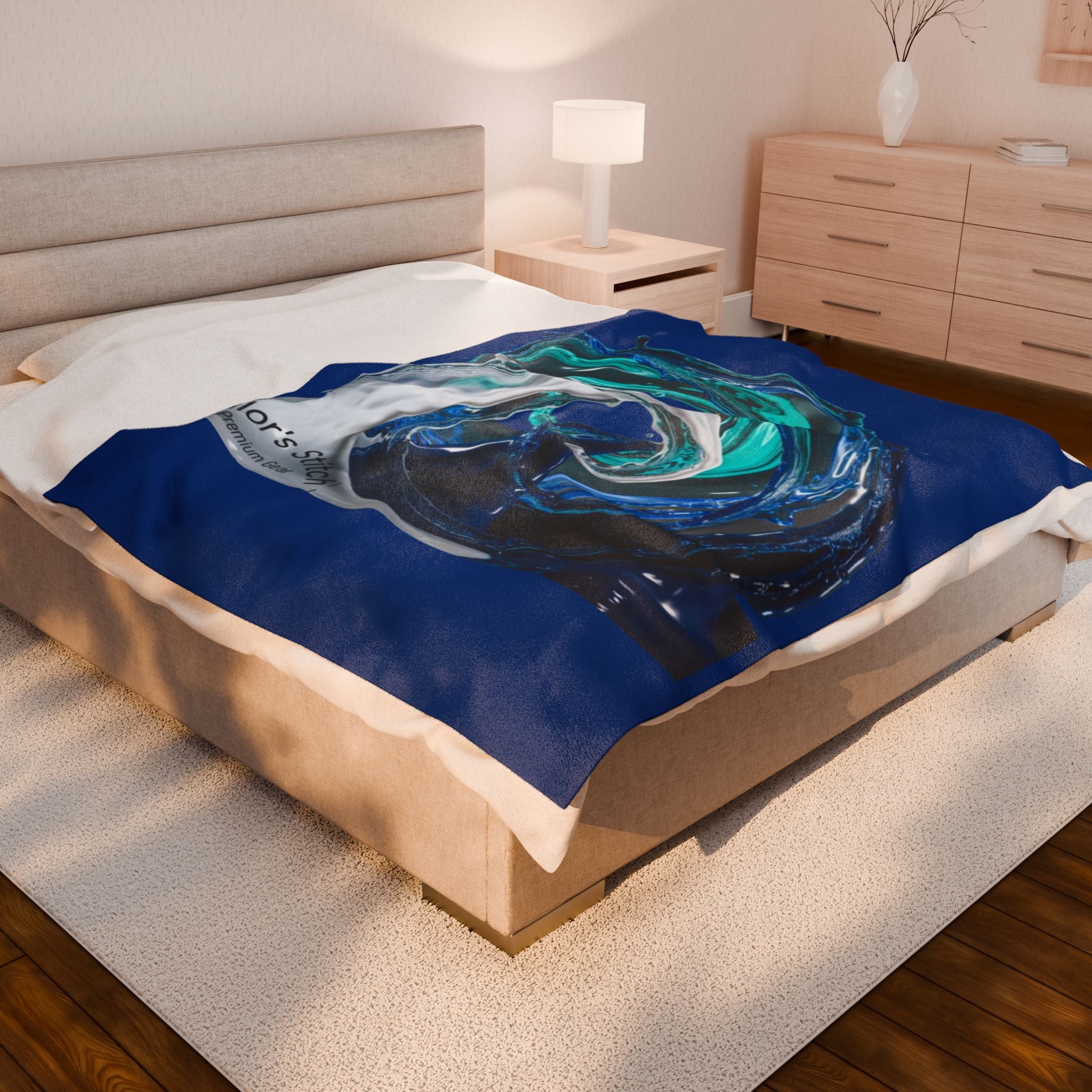 Wave Art Velveteen Plush Blanket | Cozy Home Decor, Nautical Gift, Beach Blanket, Warm Throw, Relaxation Essential, Saloon & Cabin accessories