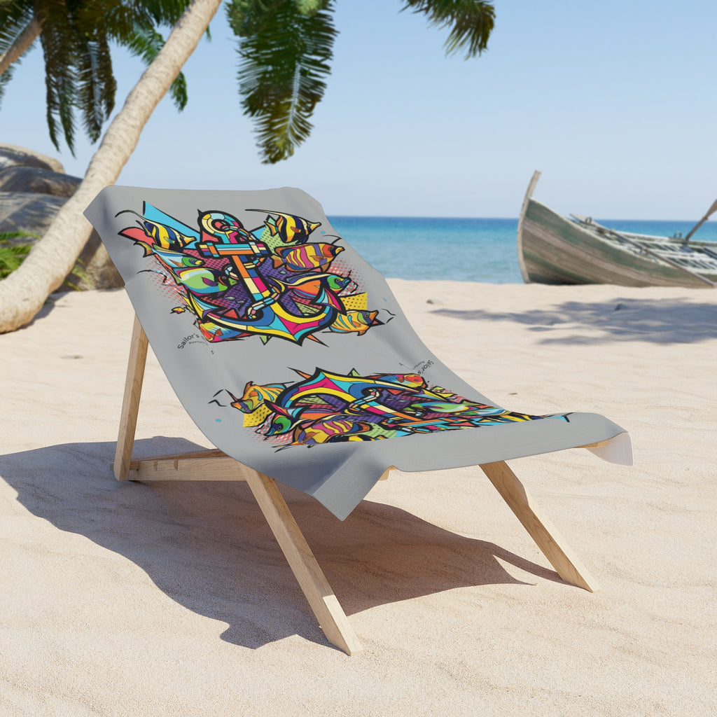 Pop Art Anchor Vibrant Beach Towel for Sun and Fun, Perfect for Sailing, Custom name option, Poolside Party Accessories, Beach Trips, and Gift Ideas