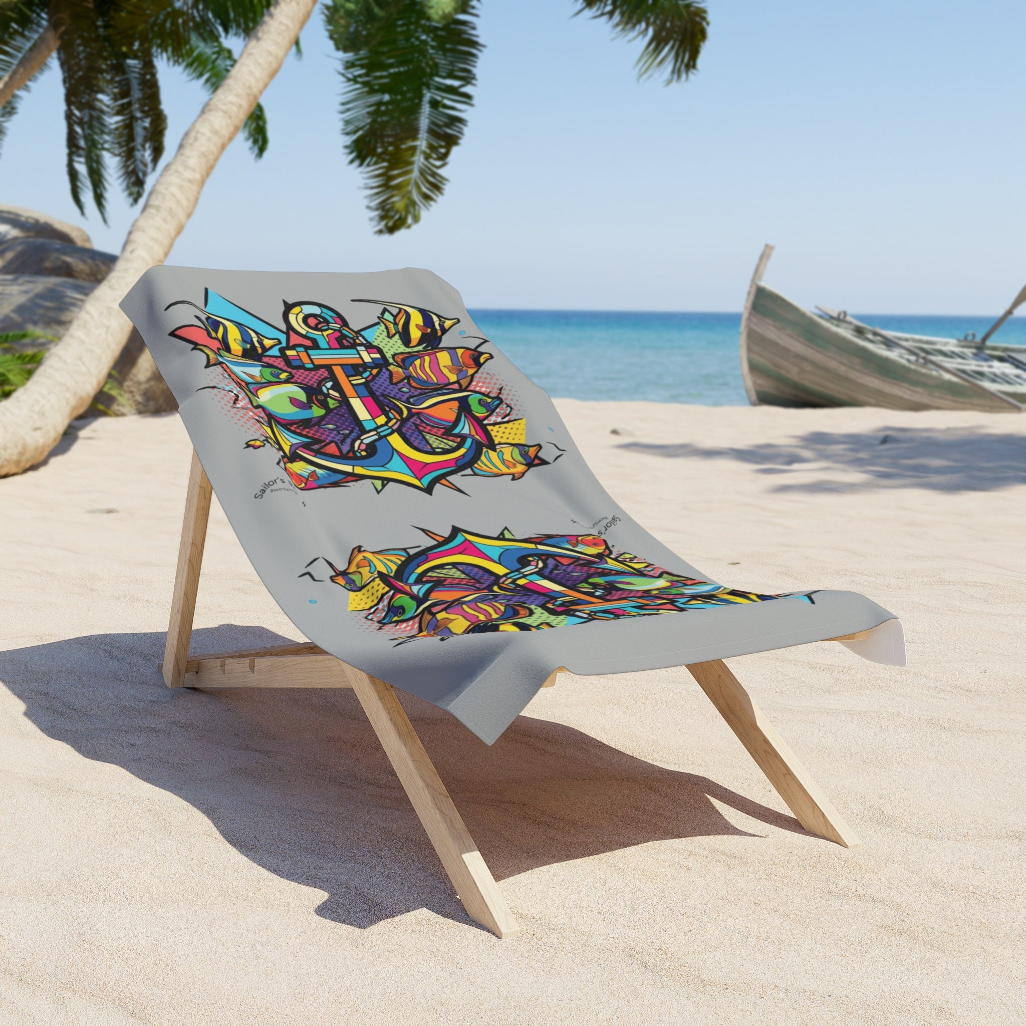 Pop Art Anchor Vibrant Beach Towel for Sun and Fun, Perfect for Sailing, Custom name option, Poolside Party Accessories, Beach Trips, and Gift Ideas
