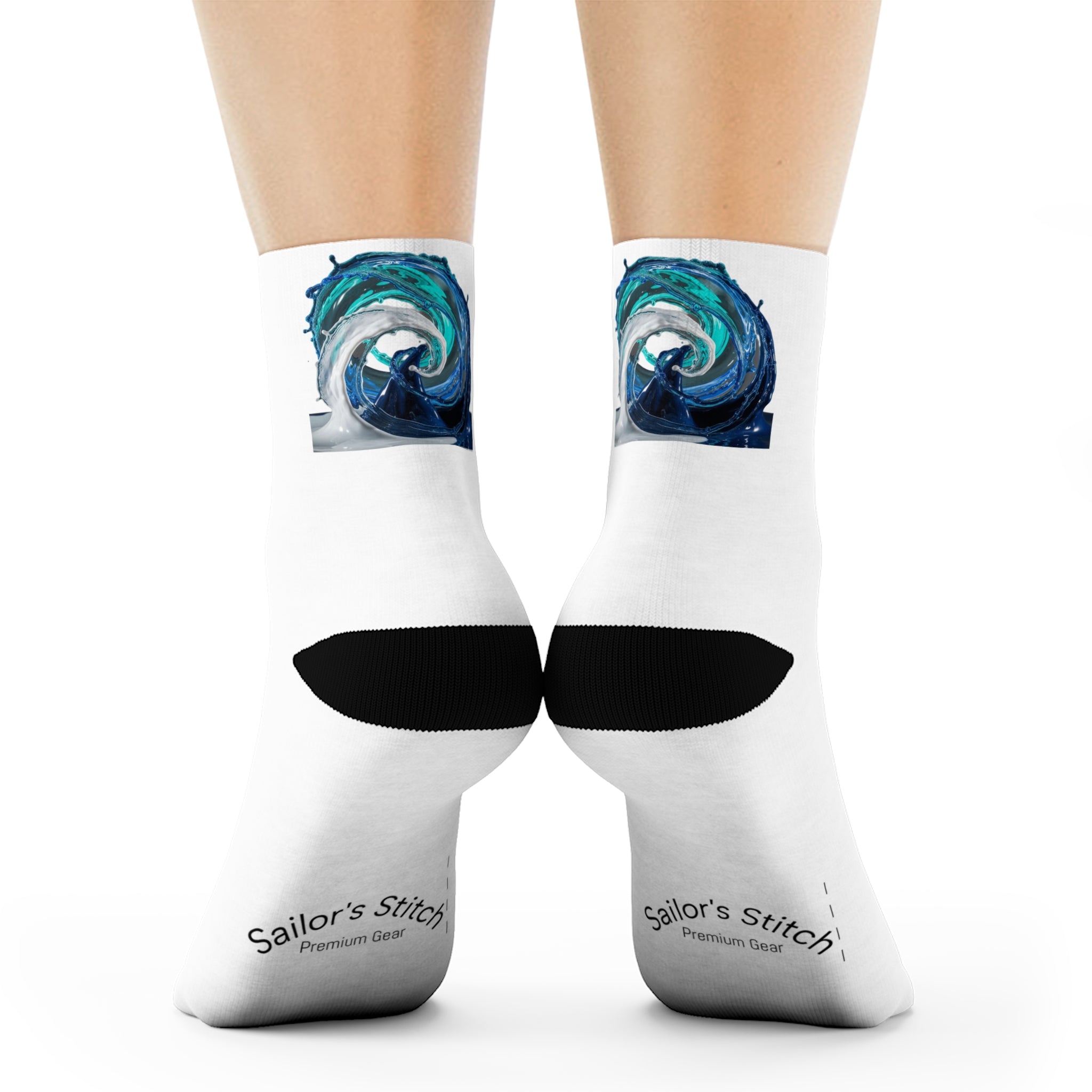 Vibrant Sailing Wave Crew Socks - Nautical apparel, Cozy Footwear, Casual Wear, Sailing Lover Accessories, Unique Socks