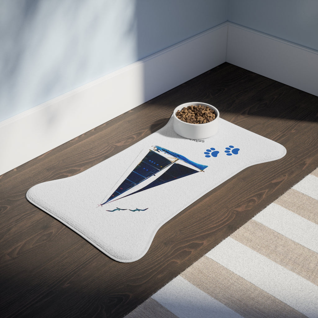 Yacht Design Pet Feeding Mat personalisable with pet name, Nautical pet accessories