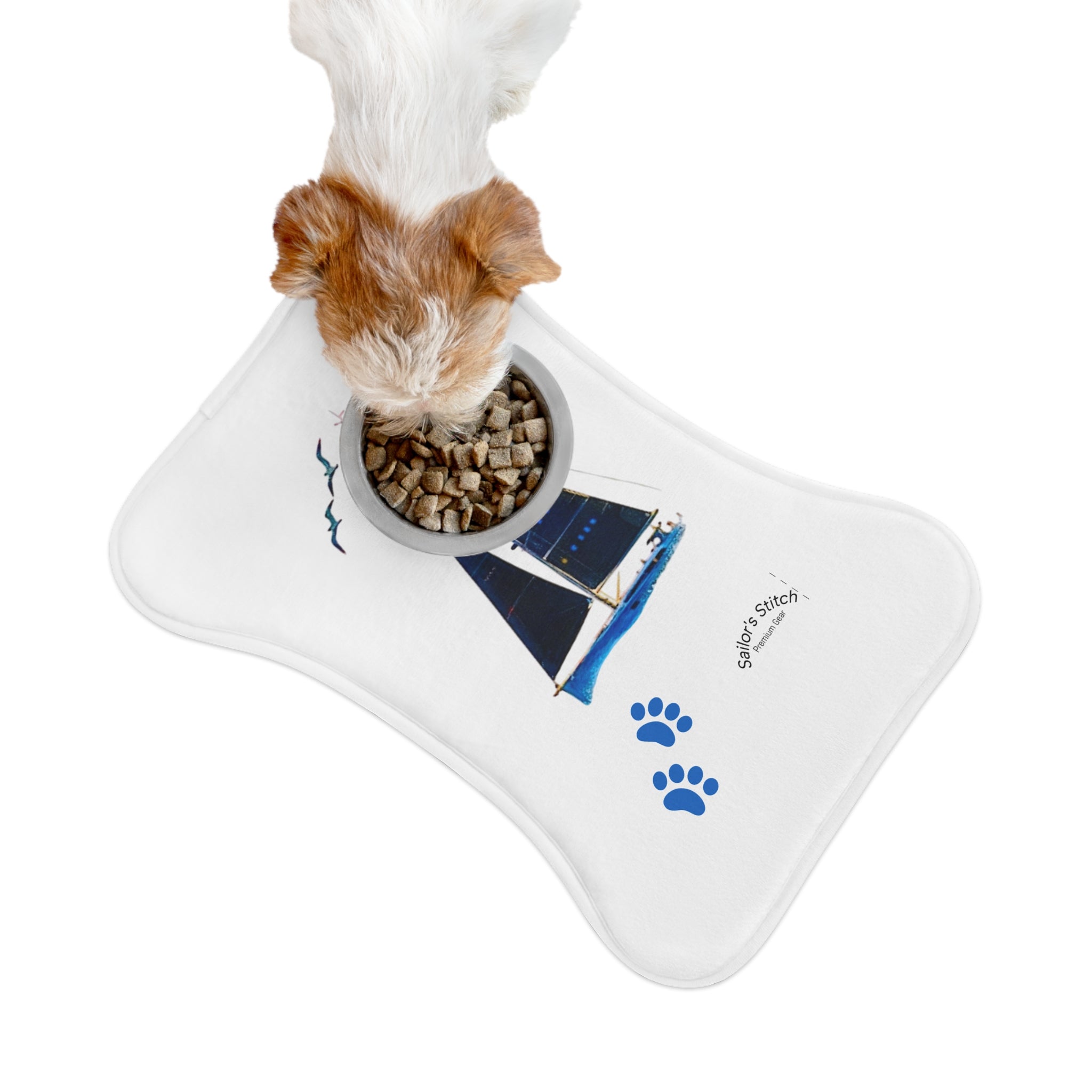Yacht Design Pet Feeding Mat personalisable with pet name, Nautical pet accessories