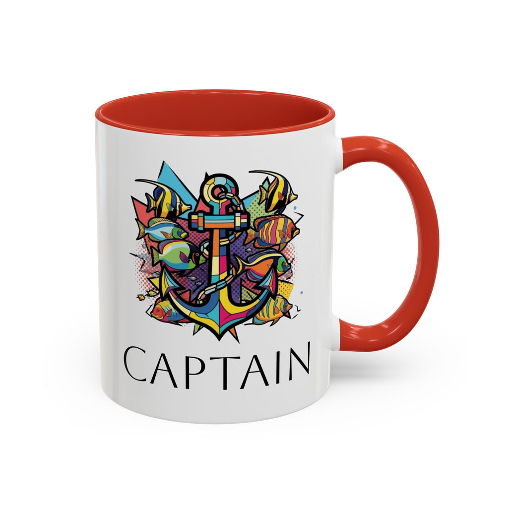 Sailors Pop Art Anchor Captain Mug, Nautical Coffee Cup, Sea Lover Gift, Ship Captain Tea Mug, Coastal Decor Galley Accessories