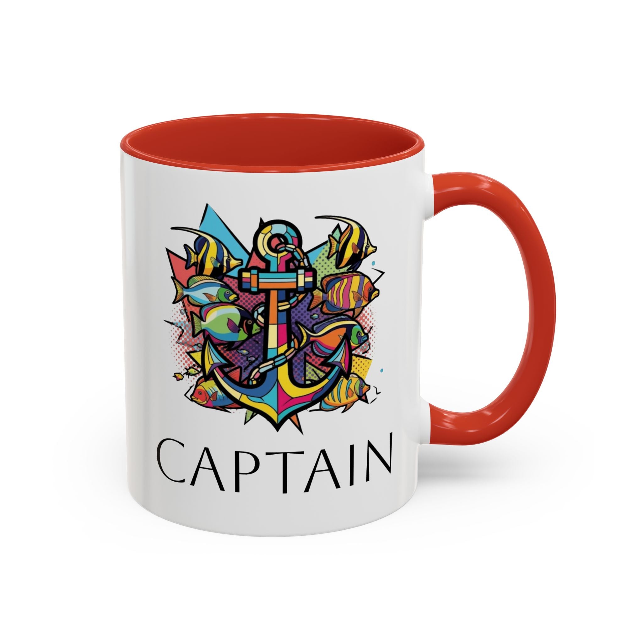 Sailors Pop Art Anchor Captain Mug, Nautical Coffee Cup, Sea Lover Gift, Ship Captain Tea Mug, Coastal Decor Galley Accessories