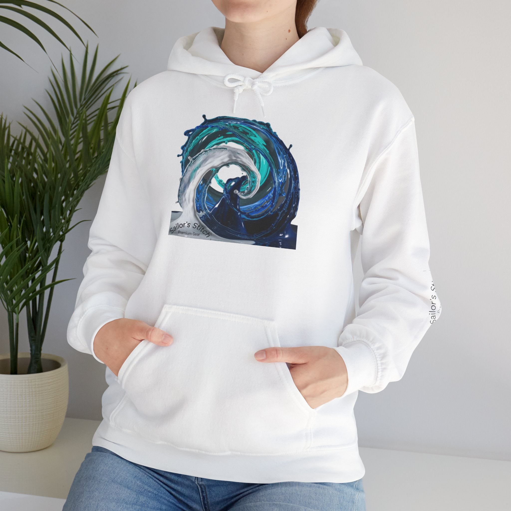Wave Design Sailor’s Stitch Unisex Hoodie / Sweatshirt, Custom name option, Boat wear, Nautical apparel