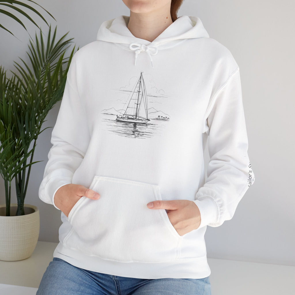 Yacht Design Sailor’s Stitch Unisex Hoodie / Sweatshirt, Custom name option, Boat wear, Nautical apparel