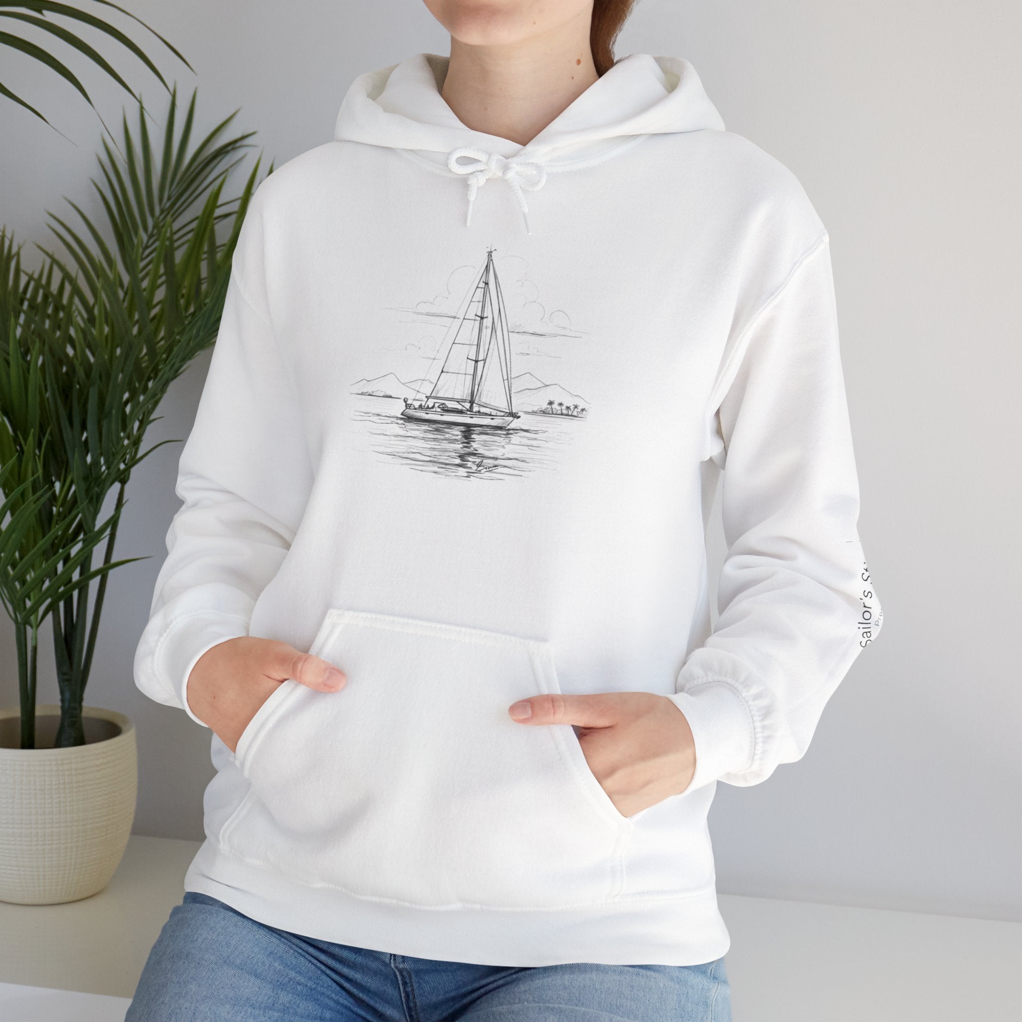 Yacht Design Sailor’s Stitch Unisex Hoodie / Sweatshirt, Custom name option, Boat wear, Nautical apparel