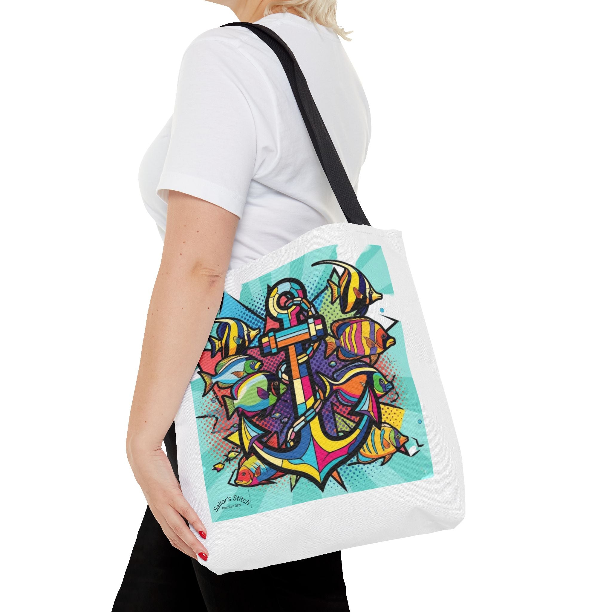 Vibrant Pop Art Anchor Tote Sack Bag, Beach Bag, Summer Accessory, Nautical Gift, Reusable Shopping Tote, Art Print Handbag, Nautical accessories, Sailor’s sack bag,