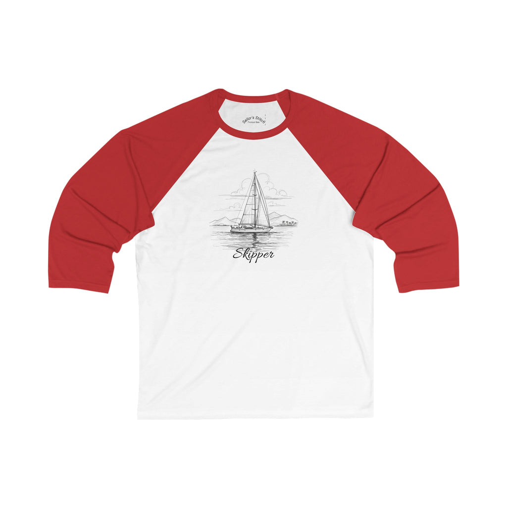‘Skipper’ Shirt Nautical 3/4 Sleeve Sailing Tee, Sailor Vibes, Custom Crew Wear, Gift for Sailors, Boat Wear, Beach Tee, Ocean Lover, Nautical Gift