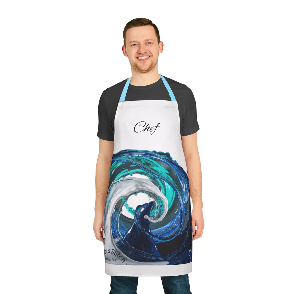 Wave Design Chefs Apron Boat Galley Kitchen Cooking Apron - Nautical Boat Chef Apron, Customisable, Adjustable BBQ Apron, Gift for Sailors, Boat galley accessories
