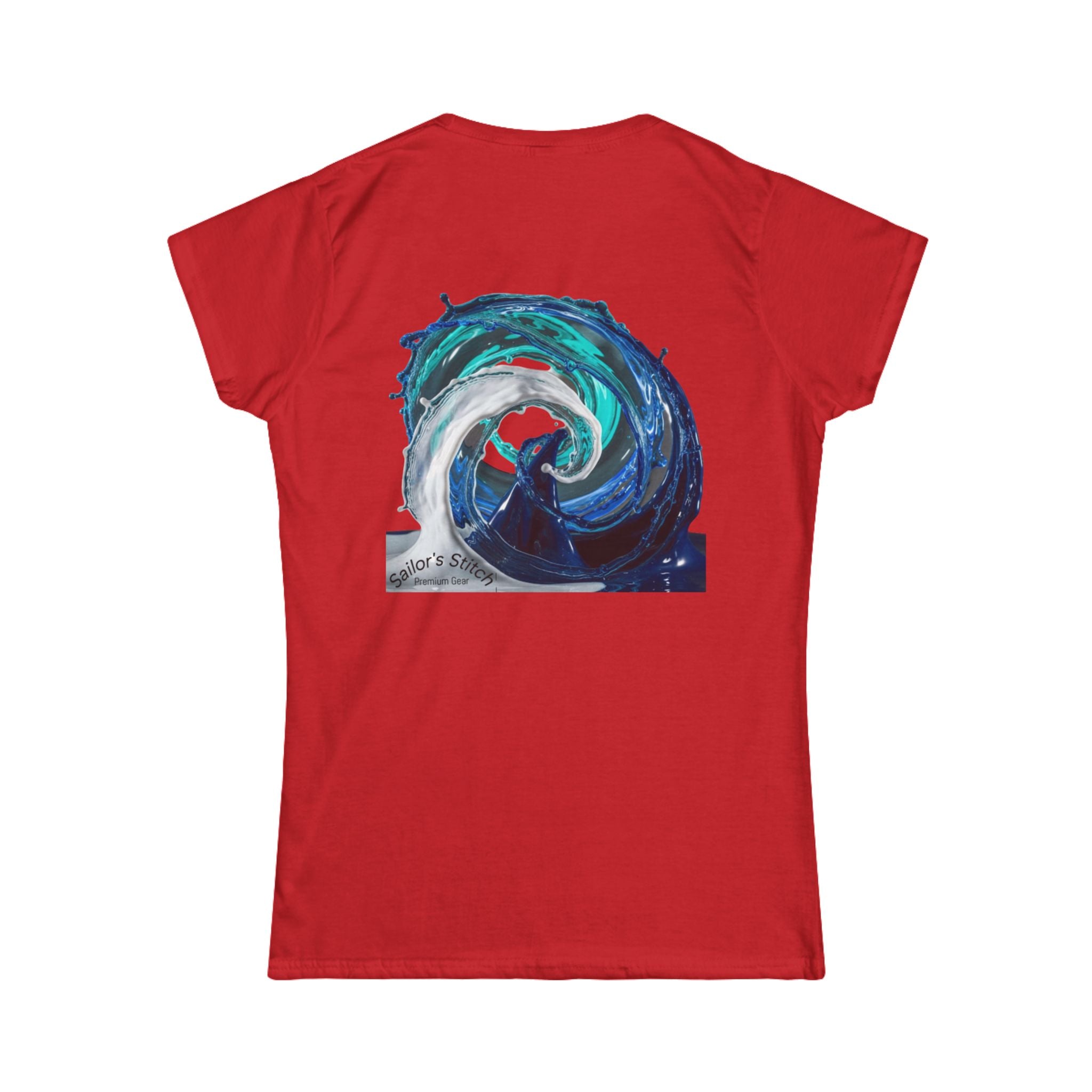 Women's Softstyle Sailing Wave Tee, Custom name option, Nautical Gift, Boat crew wear, Sailing apparel