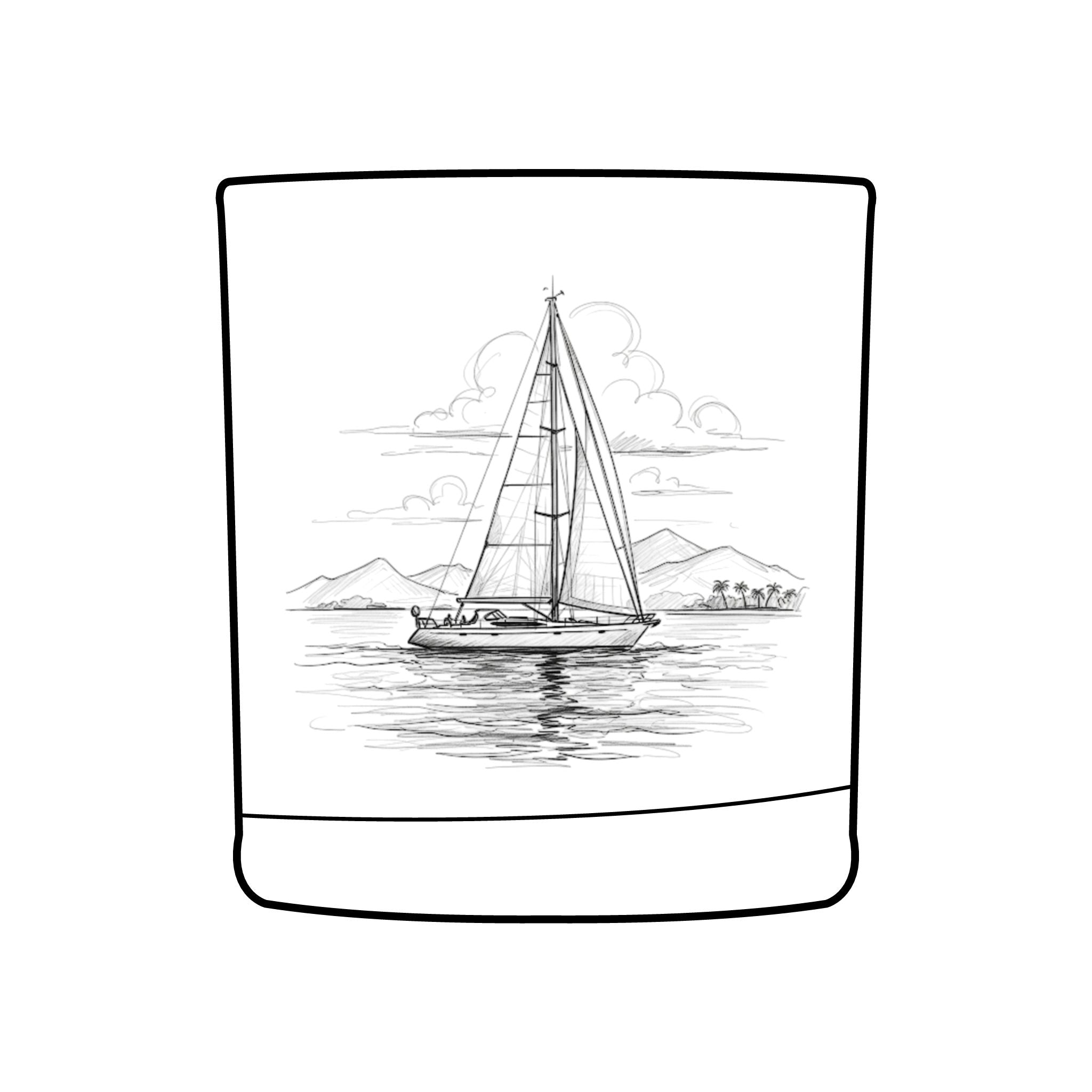 Engraved Whiskey Glass - Nautical Sailboat Design, Perfect Gift for Boat Lovers, Home Bar Essential, Personalization Available, Boat galley accessories
