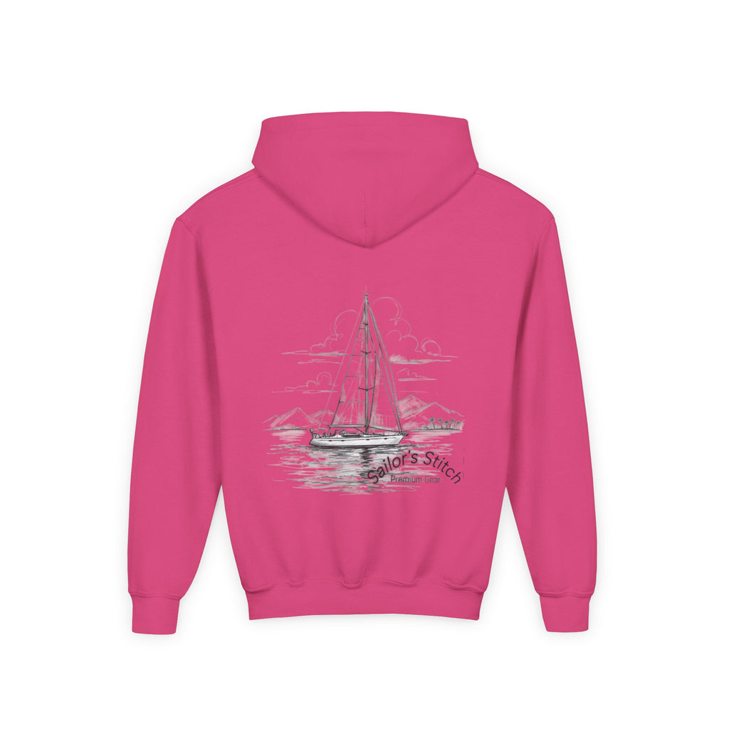 Youth Sailing Yacht, Double-sided print Sailing Heavy Blend Hoodie - Nautical Sweatshirt for Ocean Lovers, Sailors, Sea Enthusiasts - Boat Adventure Jumper, Maritime Pullover, Kids nautical apparel