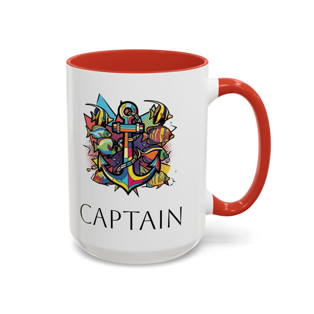Sailors Pop Art Anchor Captain Mug, Nautical Coffee Cup, Sea Lover Gift, Ship Captain Tea Mug, Coastal Decor Galley Accessories