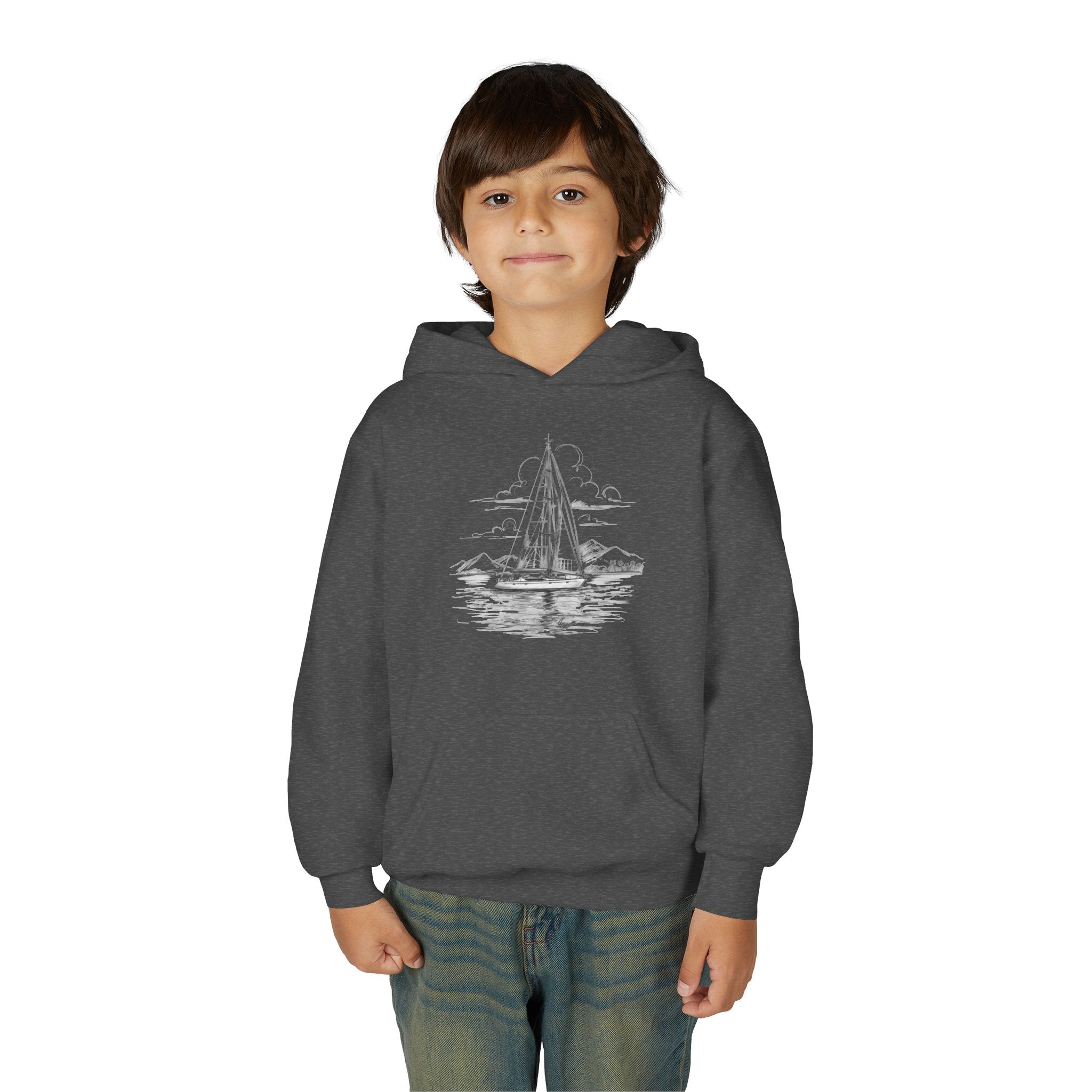 Junior Sailing Heavy Blend Hoodie - Nautical Sweatshirt for Ocean Lovers, Sailors, Youth Sea Enthusiasts - Boat Adventure Jumper, Maritime Pullover, Kids nautical apparel