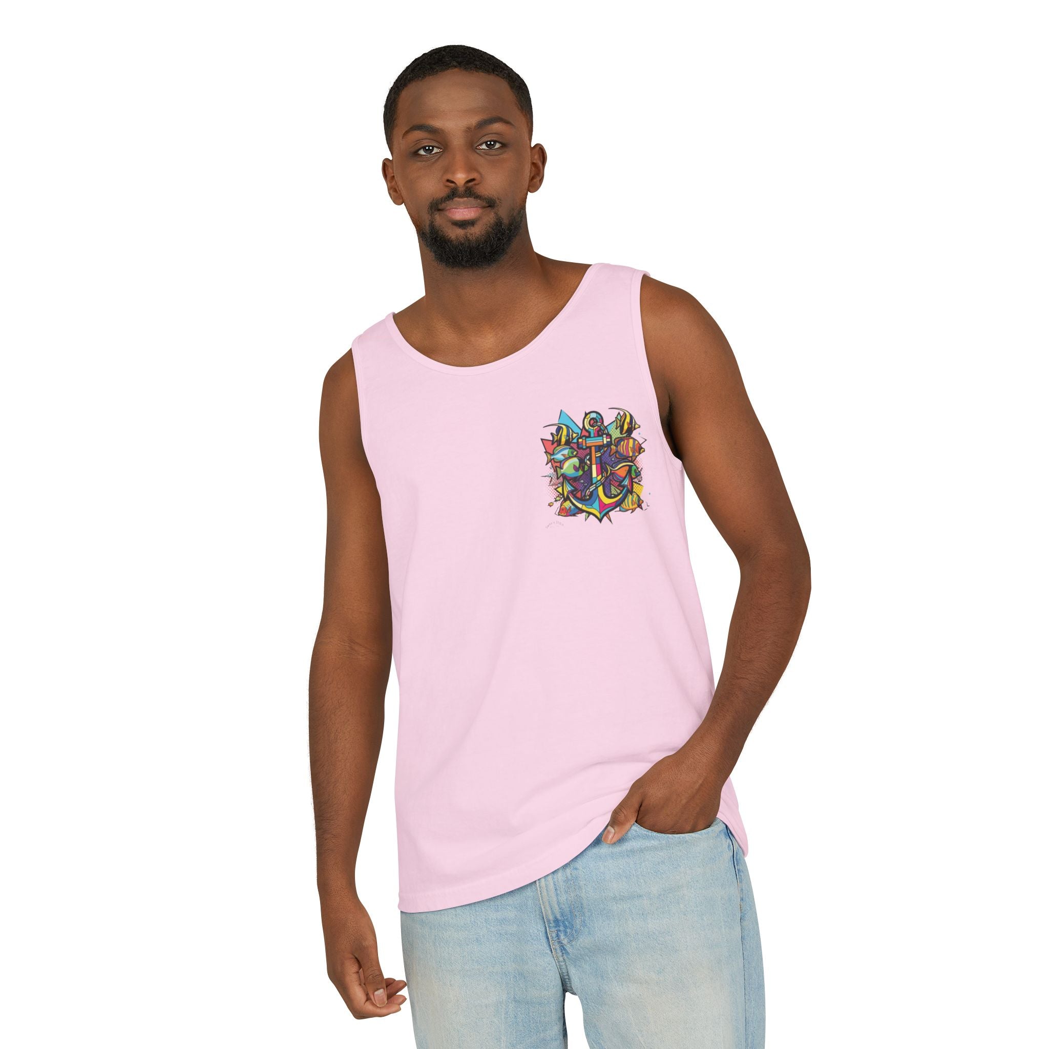 Pop Art Sailors Tank Top, Nautical Sleeveless Shirt, Custom Crew Wear, Ocean Lover Muscle Tee, Summer Beach Apparel, Boat Captain Gift