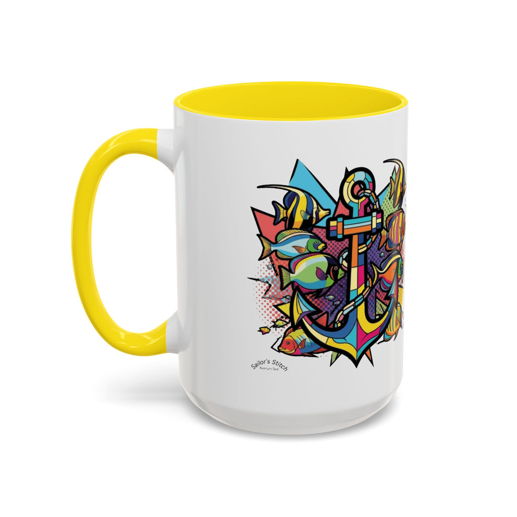 Pop Art Anchor Sailing Mug, Nautical Coffee Cup, Ocean Lover Gift, Sailboat Tea Mug, Maritime Kitchen Decor, Sailor Mugs, Beach Theme Cup, Galley accessories