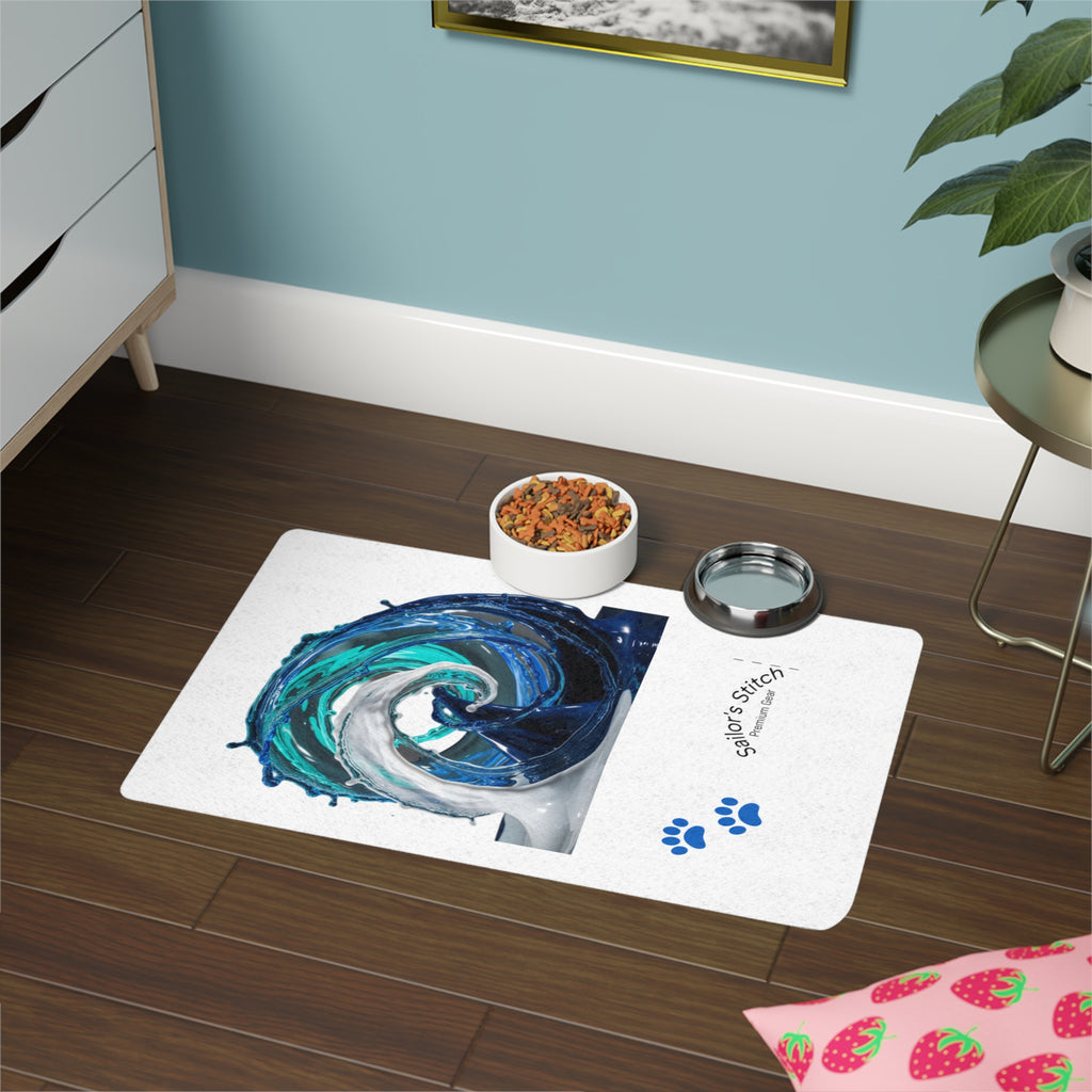 Nautical Pet Food Mat, Dog Feeding Tray, Cat Food Placemat, Coastal Home Decor, Marine Animal Design, Ocean Lover Gift