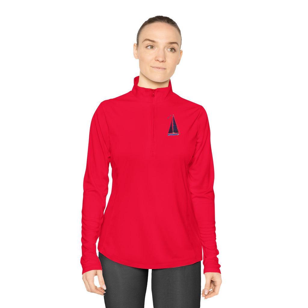 Sailing Wave Quarter-Zip Pullover, Casual Layering Top, Perfect for Sailing, Outdoor Adventures, Gift for Her, Stylish Activewear, Sailing apparel