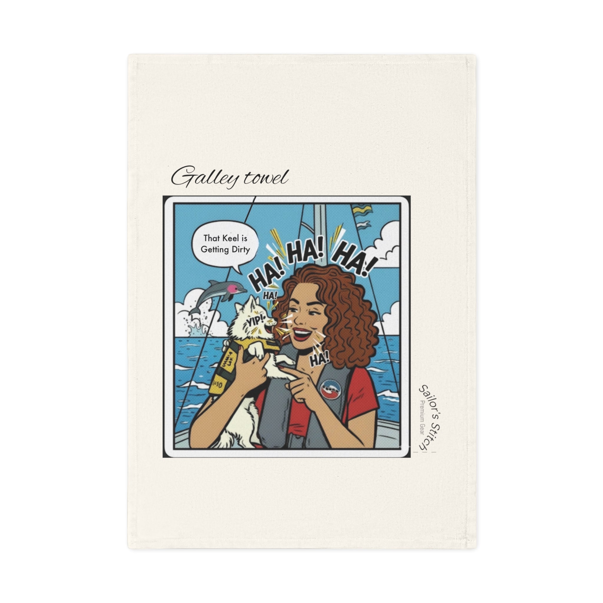 Comic Galley Kitchen Towel Nautical - Cotton Tea Towel Coastal Kitchen Decor Marine Gift, Seafood Lover's Kitchenware, Beach House Accessories