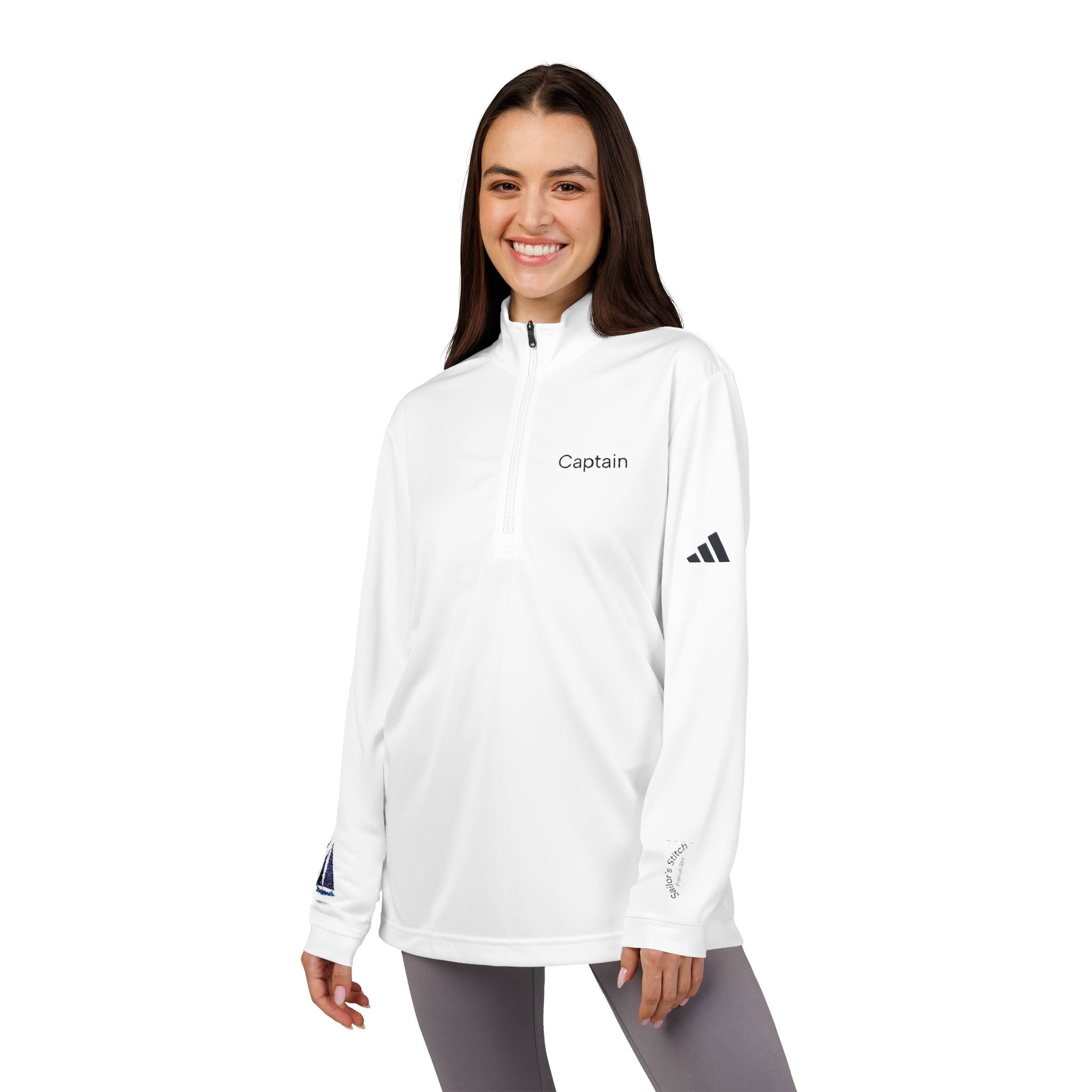 Adidas Embroidered Captain / Skipper Pullover, Nautical Quarter-Zip Sweatshirt, Custom name option, Sailing Jumper Pullover, Coastal Clothing, Seafarer apparel