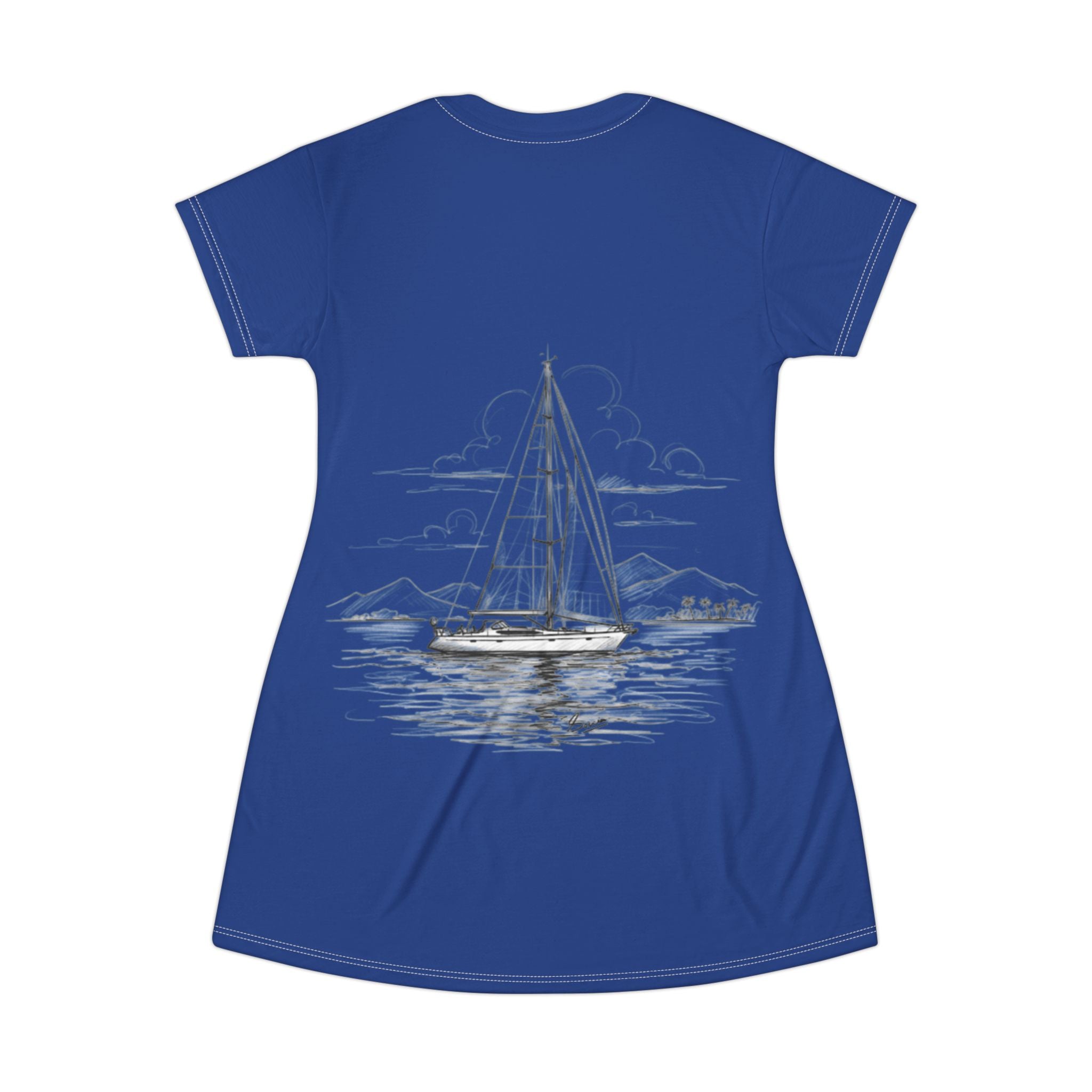 Sailing T-Shirt Dress, Boat Tee Vest Top, Custom Name, Nautical Beach Cover-Up, Summer Cruise Wear, Ocean Lover Gift, Sailor Chic Apparel