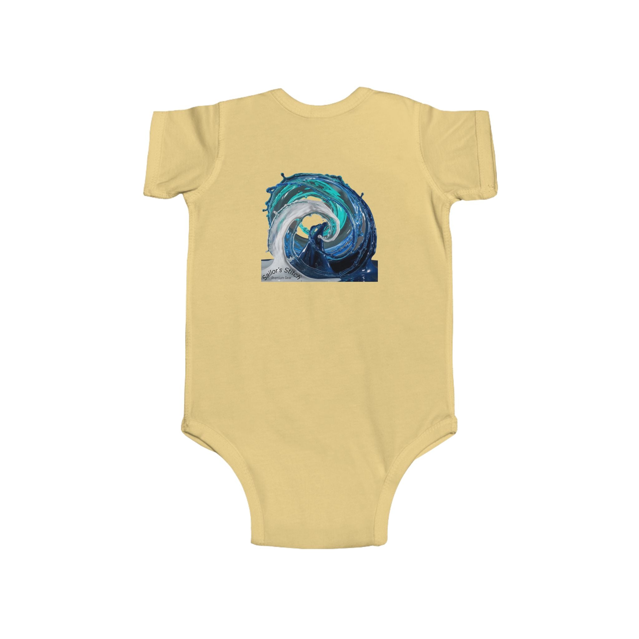 Wave Art Baby Suit Infant Bodysuit - Custom Name Option - Nautical Baby Outfit, Sailor Baby Costume, Baby Shower Gift, Newborn Romper, Baby Boy Sailor Clothing, nautical apparel