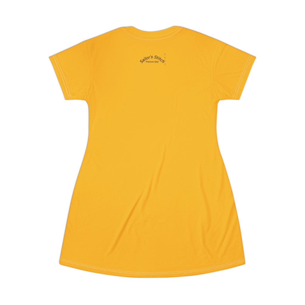 Nautical Yacht Design Sailor’s Stitch T-Shirt Dress with Custom Name Option - Sailor Gift - Nautical apparel