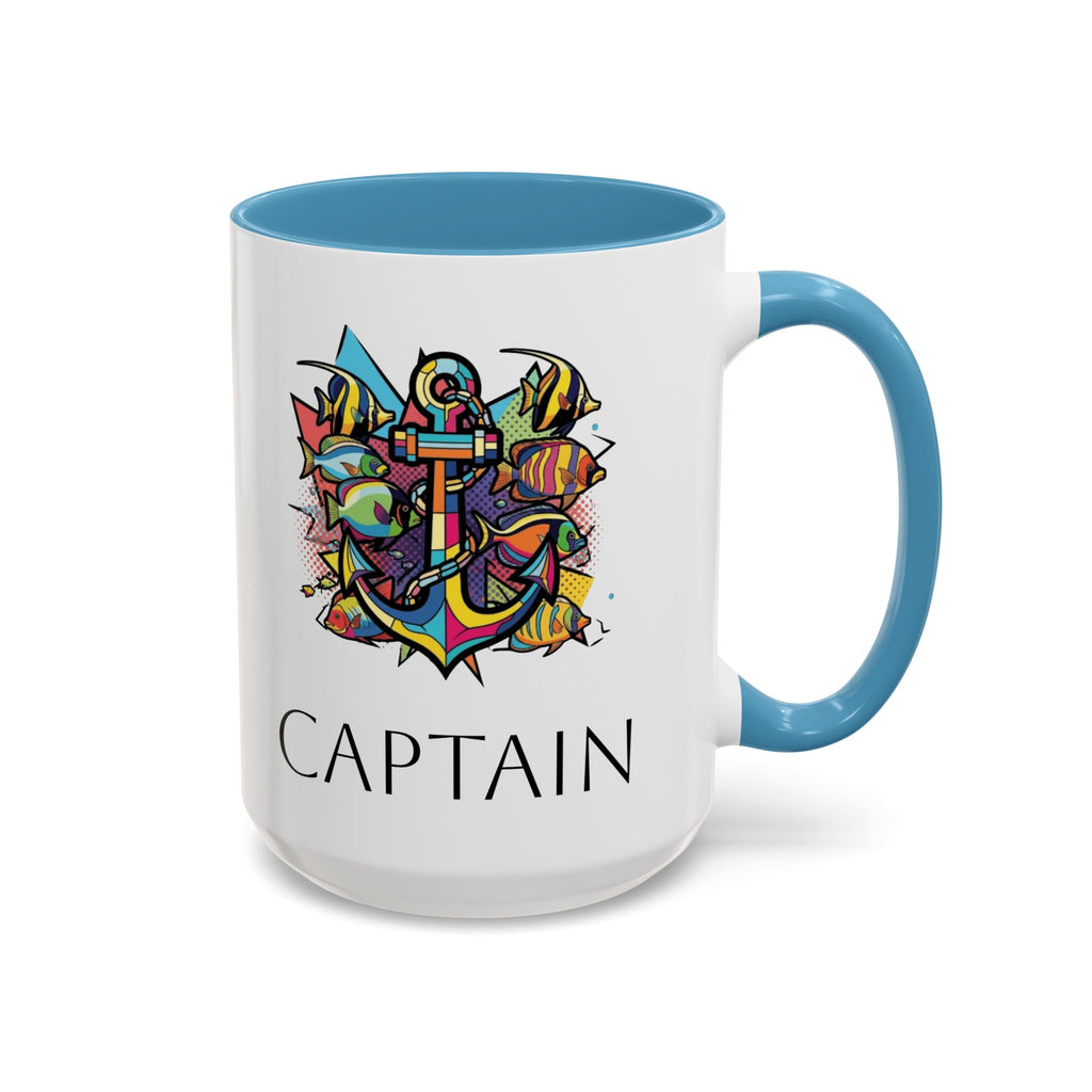 Sailors Pop Art Anchor Captain Mug, Nautical Coffee Cup, Sea Lover Gift, Ship Captain Tea Mug, Coastal Decor Galley Accessories