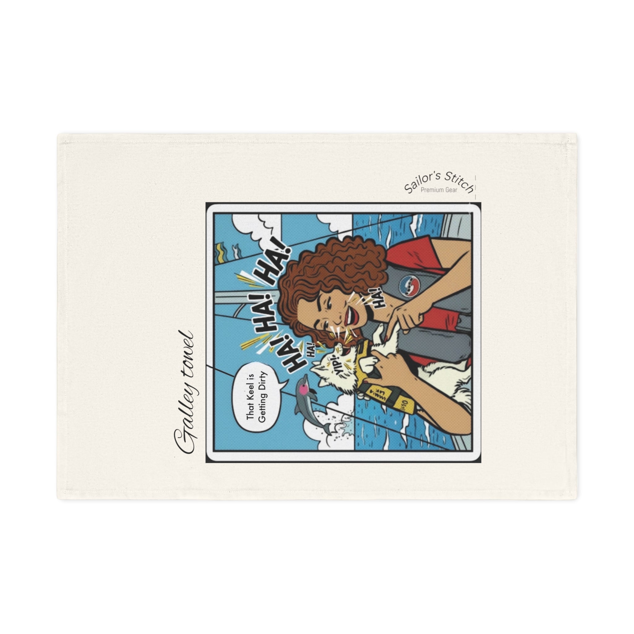 Comic Galley Kitchen Towel Nautical - Cotton Tea Towel Coastal Kitchen Decor Marine Gift, Seafood Lover's Kitchenware, Beach House Accessories