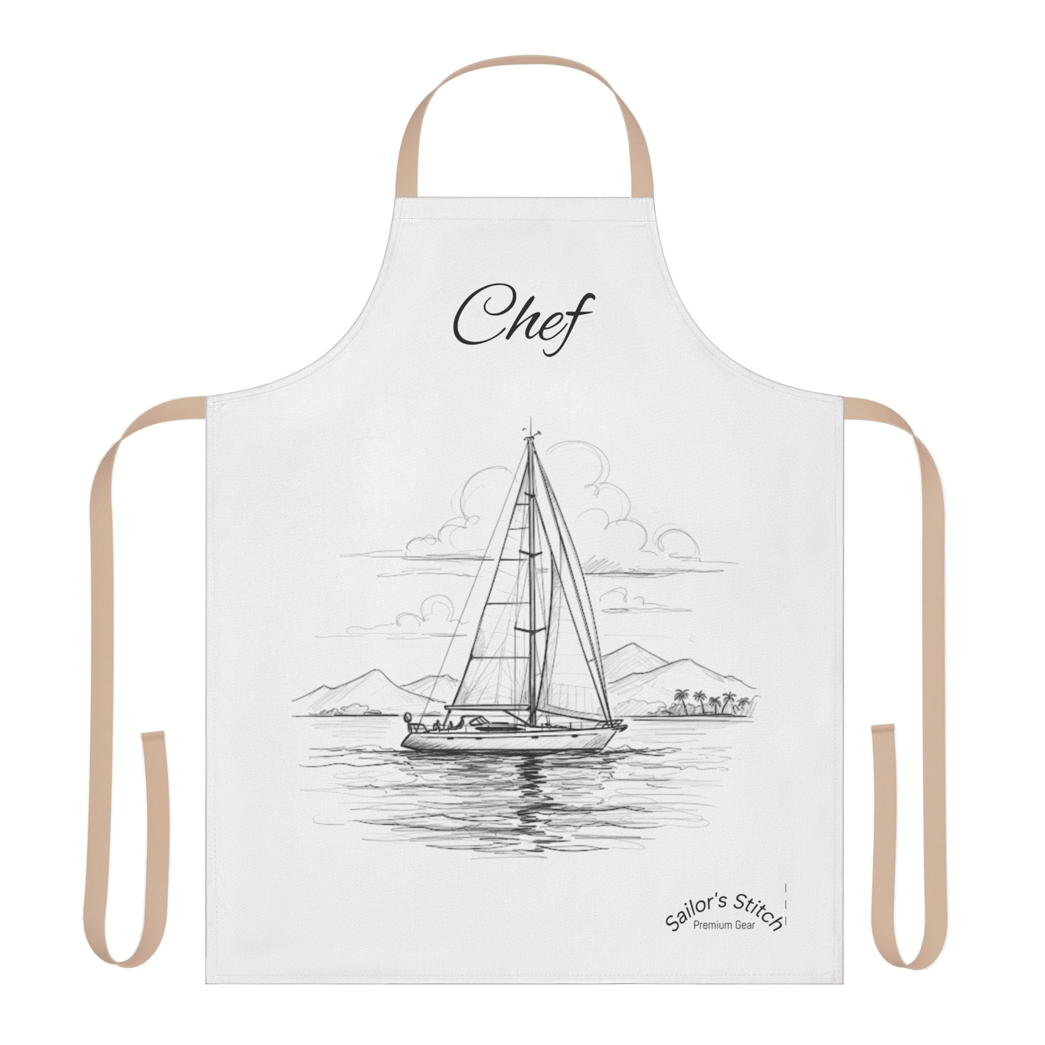 Chefs Apron Sailing Wave Galley Kitchen Cooking Apron - Nautical Boat Chef Apron, Customisable, Adjustable BBQ Apron, Gift for Sailors, Boat galley accessories