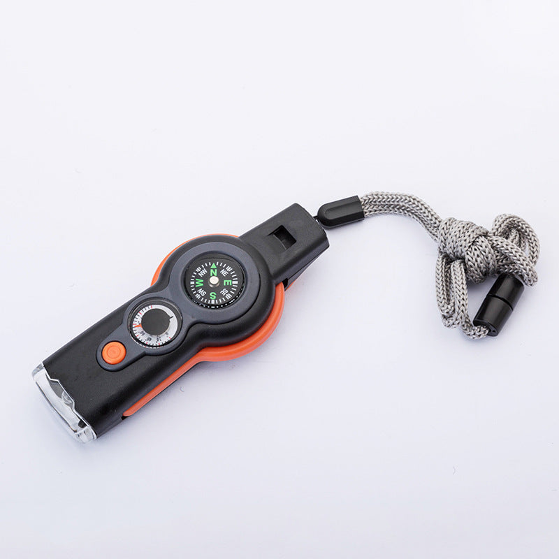 Compass & Reflector With LED Light, Thermometer, Survival Lifesaving Whistle, Magnifier and Lanyard / Nautical Accessories