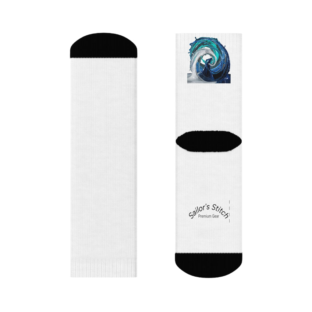 Vibrant Sailing Wave Crew Socks - Nautical apparel, Cozy Footwear, Casual Wear, Sailing Lover Accessories, Unique Socks